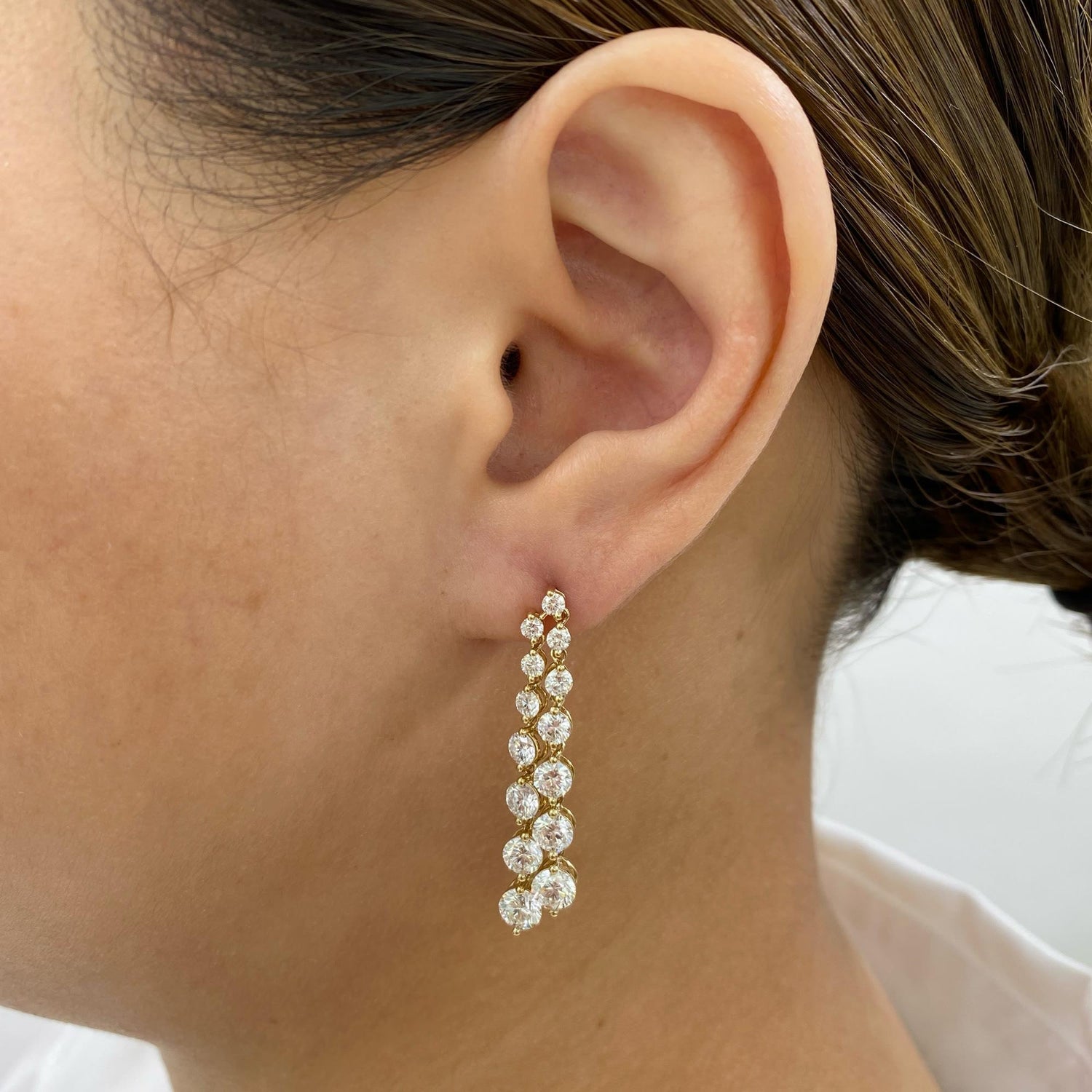 Carmen 5 Round Lab-Grown Diamond Drop, Chain Earrings
