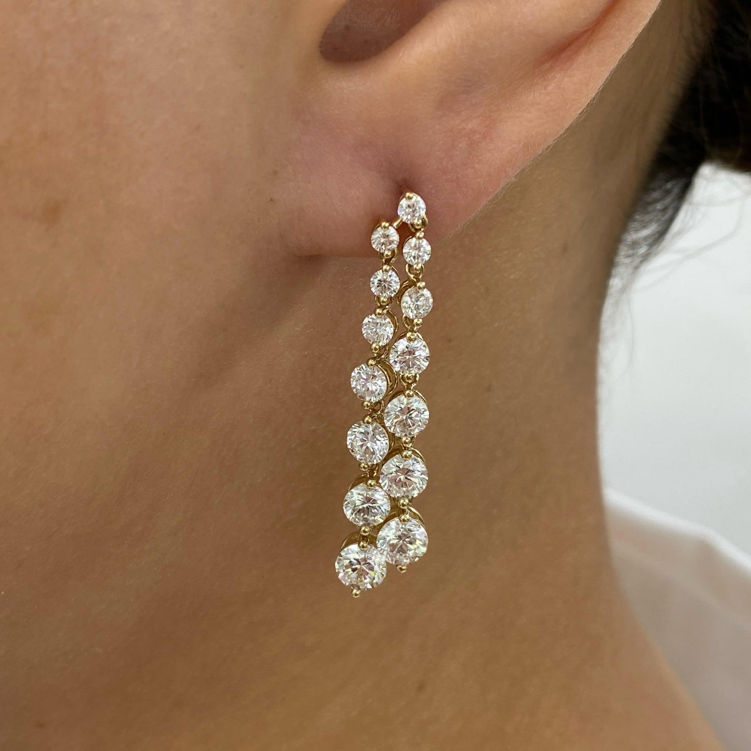Carmen 5 Round Lab-Grown Diamond Drop, Chain Earrings