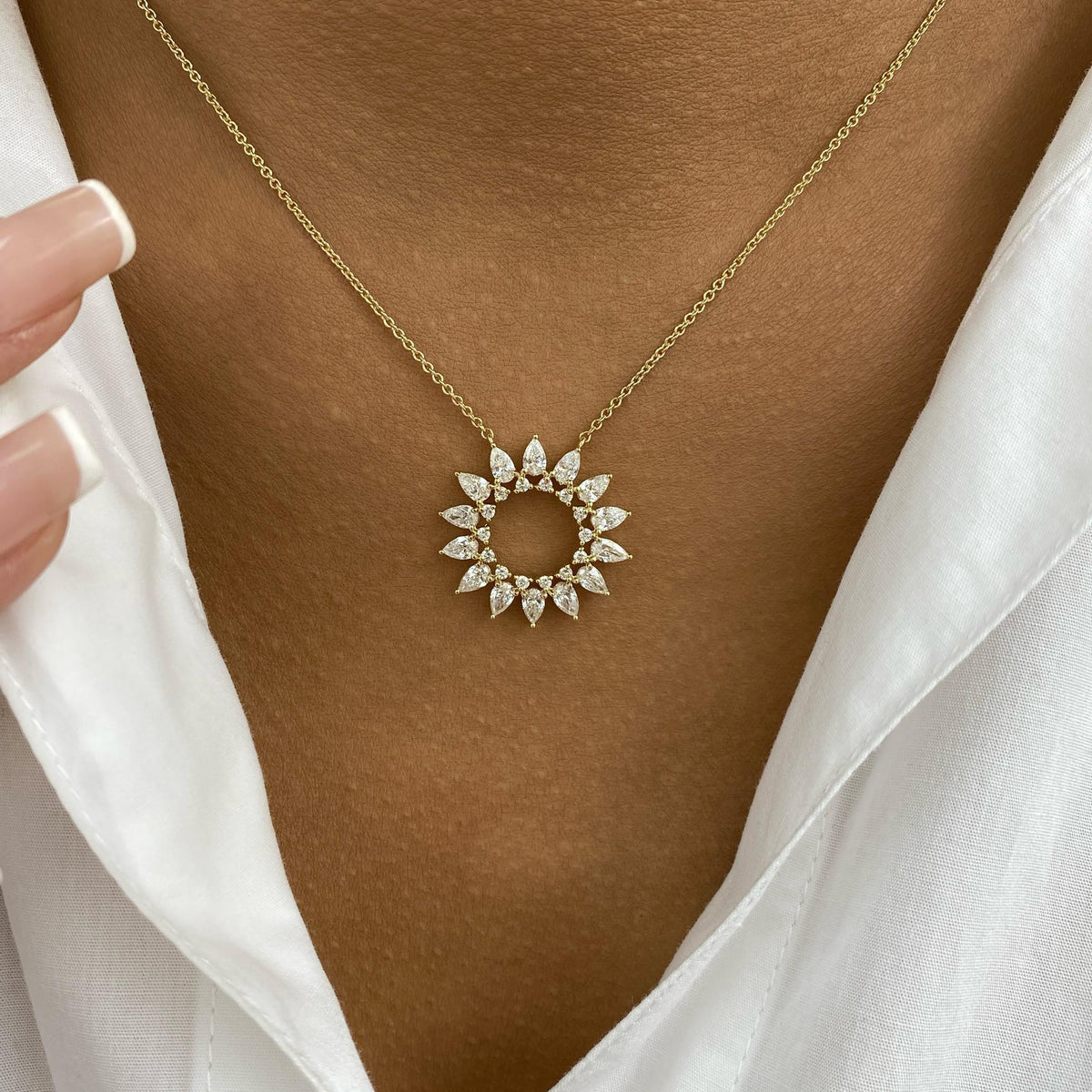 Denise 1.7 Pear,Round Lab-Grown Diamond Chain Necklace