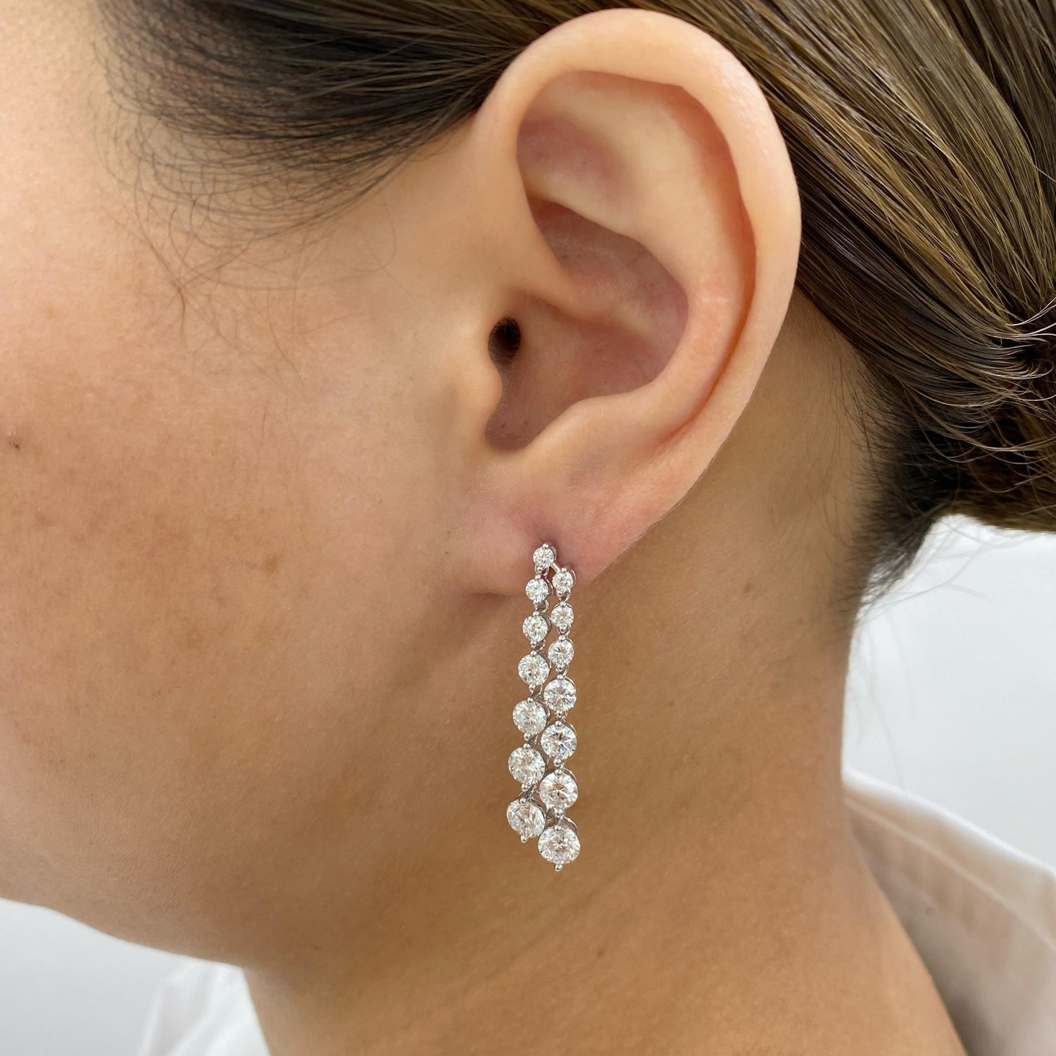 Carmen 4.9 Round Lab-Grown Diamond Drop, Chain Earrings