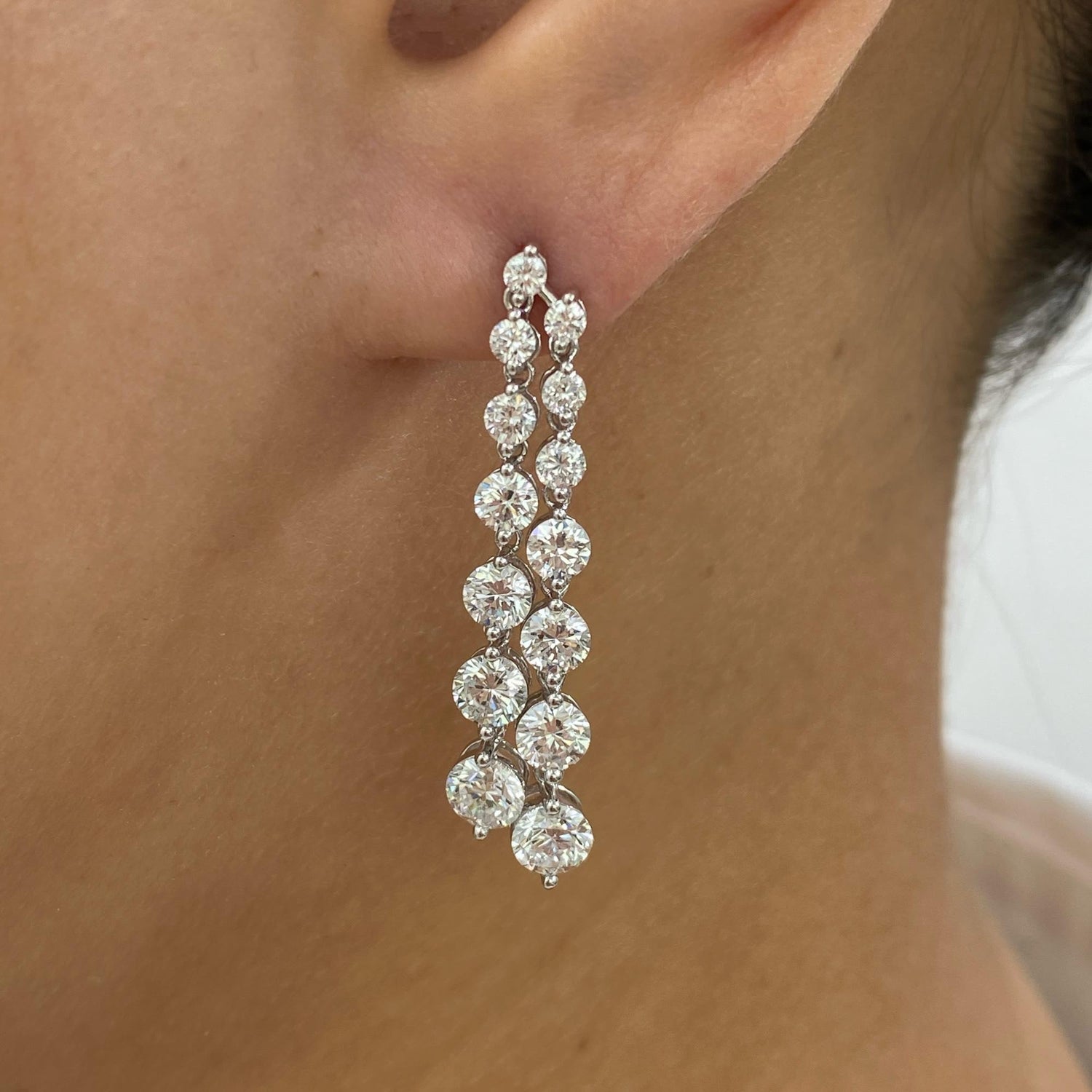 Carmen 4.9 Round Lab-Grown Diamond Drop, Chain Earrings