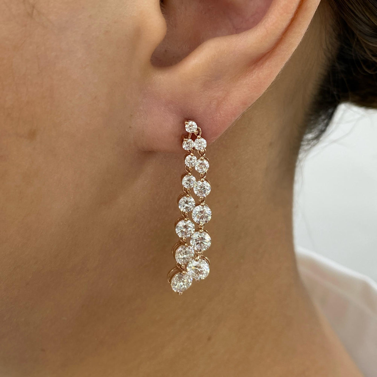 Carmen 5 Round Lab-Grown Diamond Drop, Chain Earrings