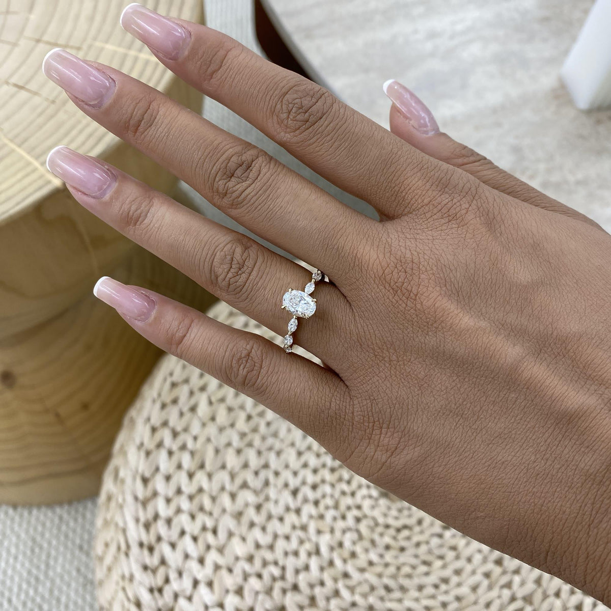 Presley 1.5 Oval Lab-Grown Diamond Side Stone Ring