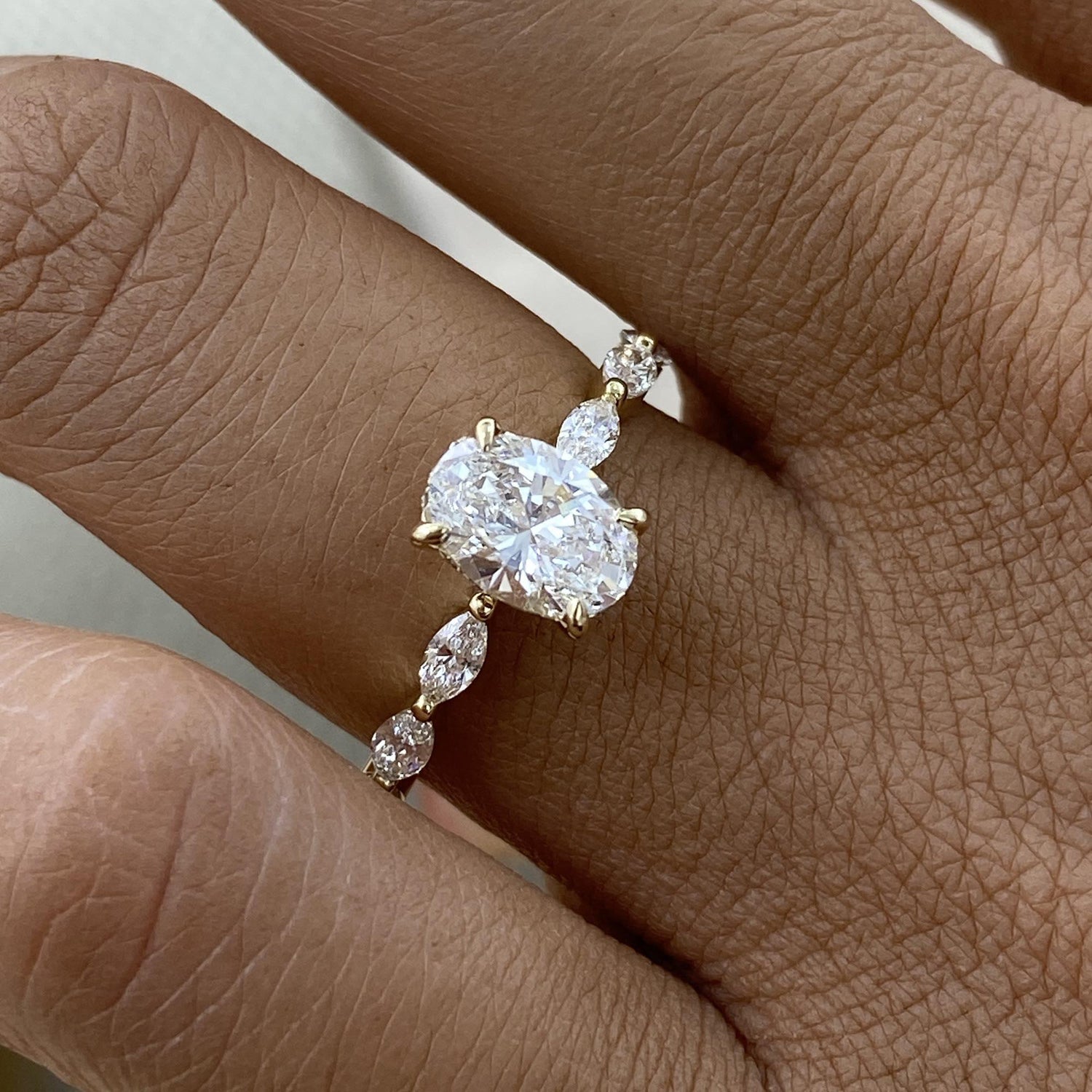 Presley 1.5 Oval Lab-Grown Diamond Side Stone Ring