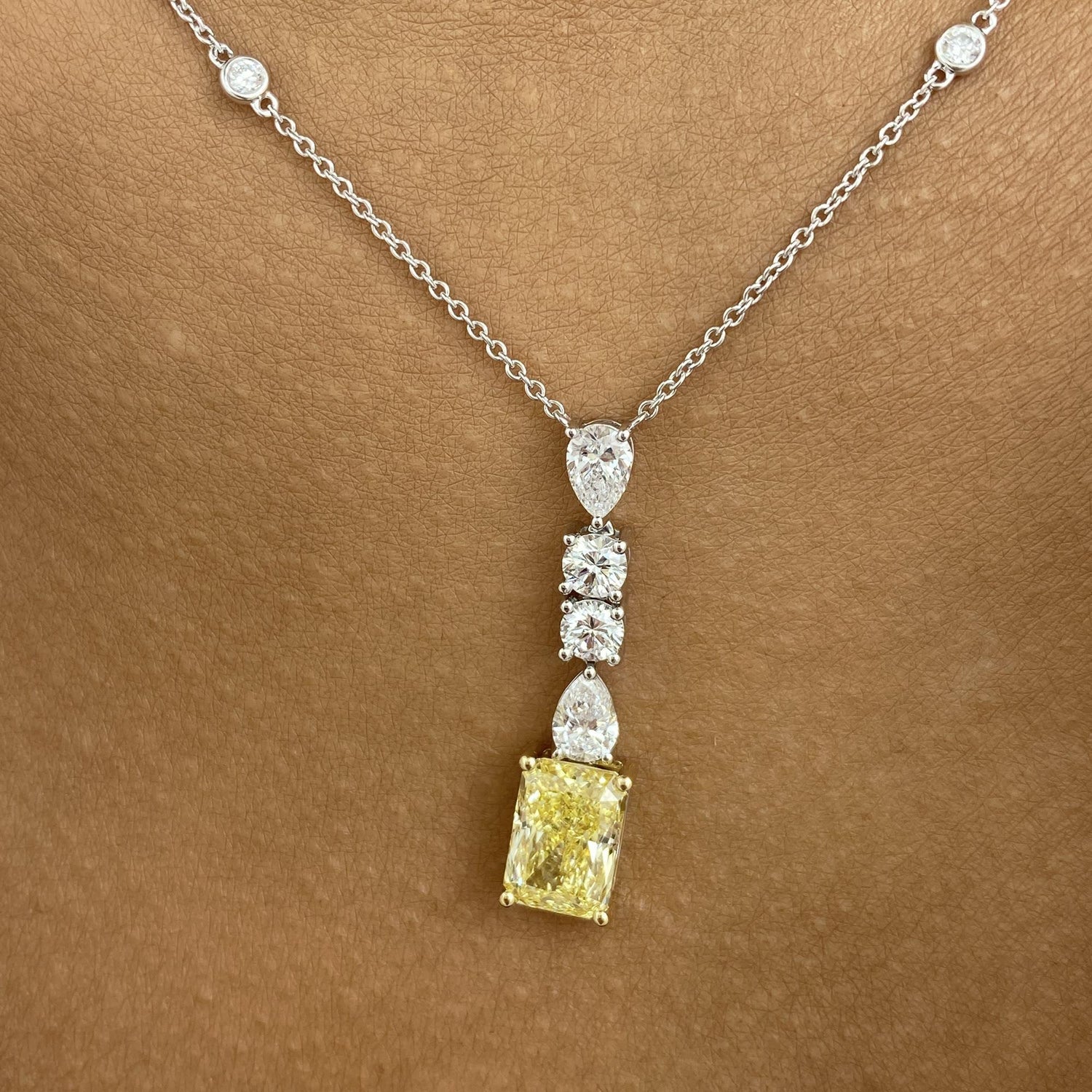 Deborah 3.8 Radiant Lab-Grown Diamond Chain, Station Necklace