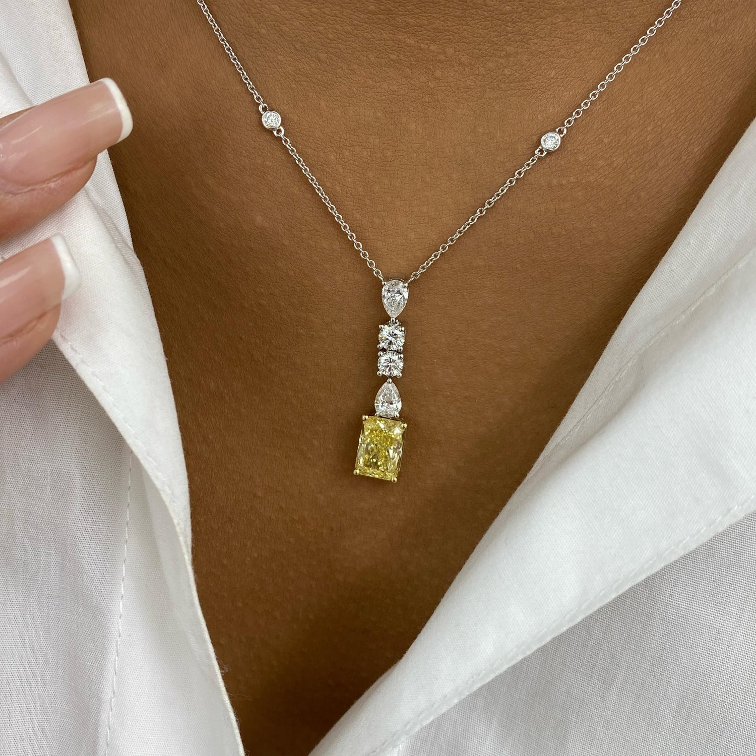 Deborah 3.8 Radiant Lab-Grown Diamond Chain, Station Necklace