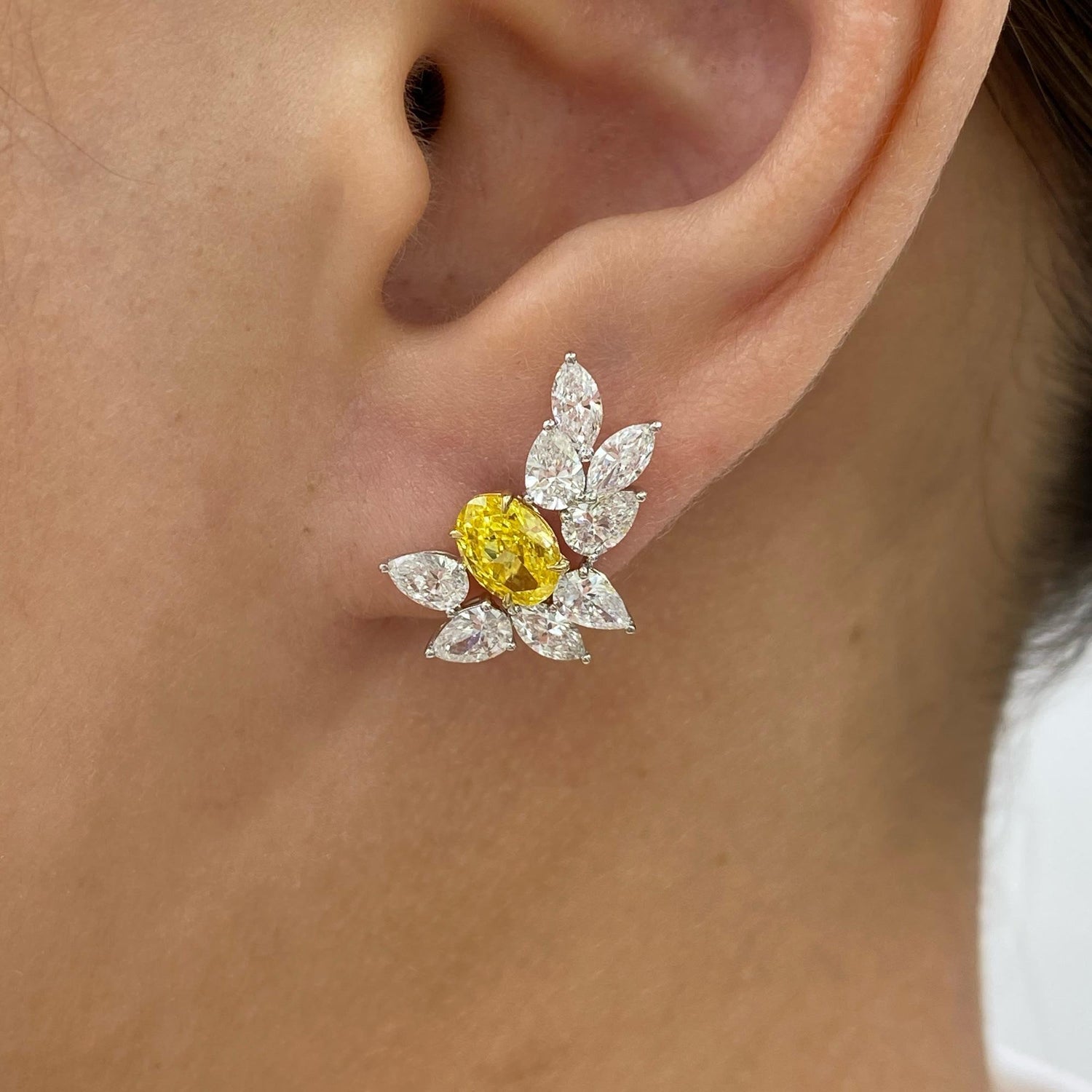 Maren 3.8 Oval,Pear,Marquise Lab-Grown Diamond Bouquet, Studs Earrings
