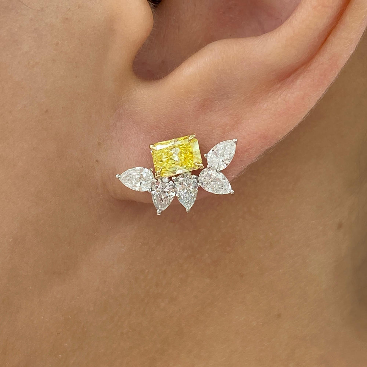 Lorelei 3 Emerald,Pear Lab-Grown Diamond Bouquet, Studs Earrings