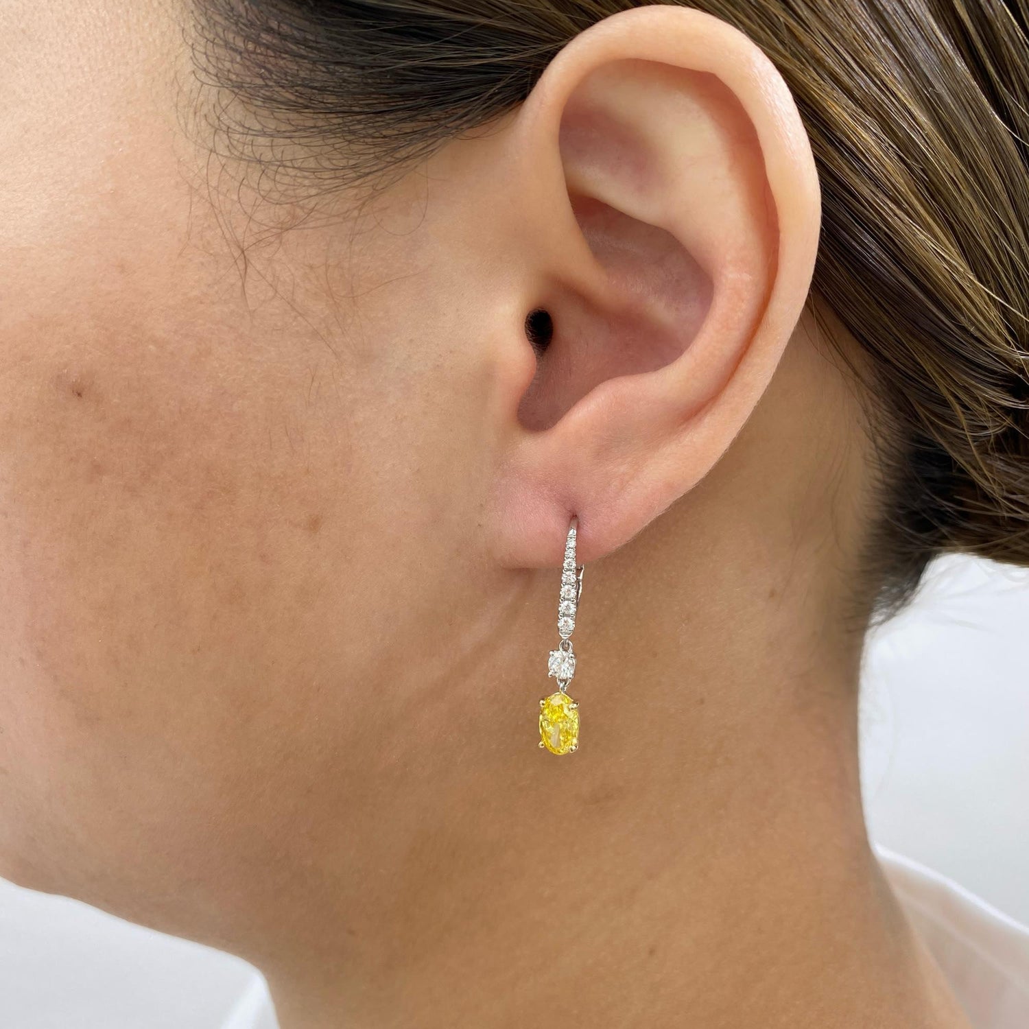 Libby 1.8 Oval,Round Lab-Grown Diamond Dangle, Drop Earrings