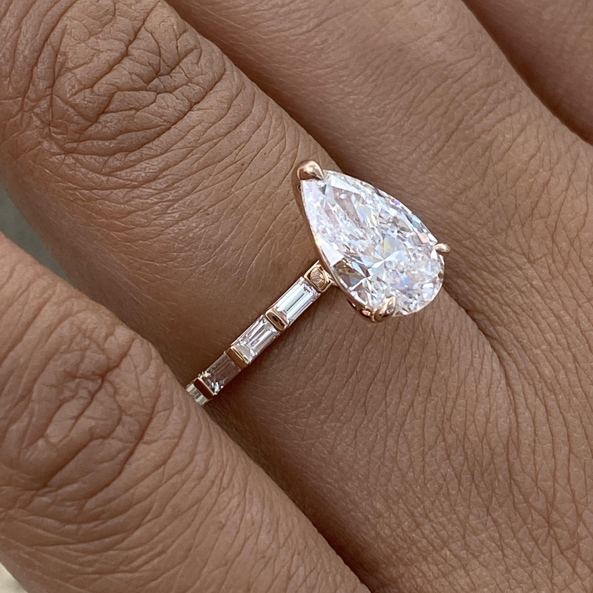 Jordan 2.4 Pear Lab-Grown Diamond Side Stone Ring