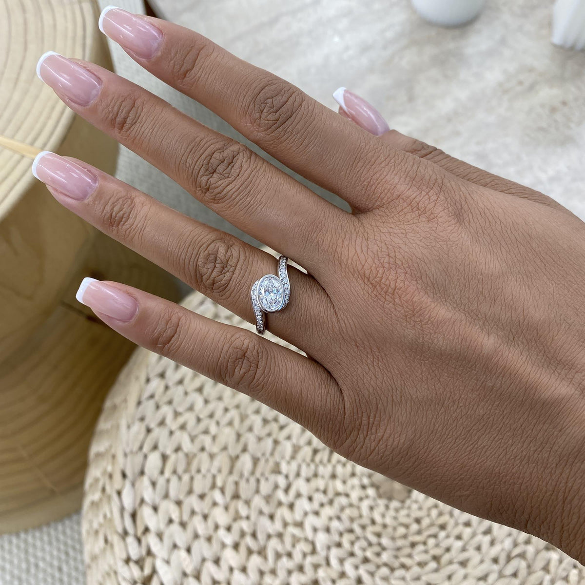 Juliana 1.2 Oval,Round Lab-Grown Diamond Side Stone, Special Ring