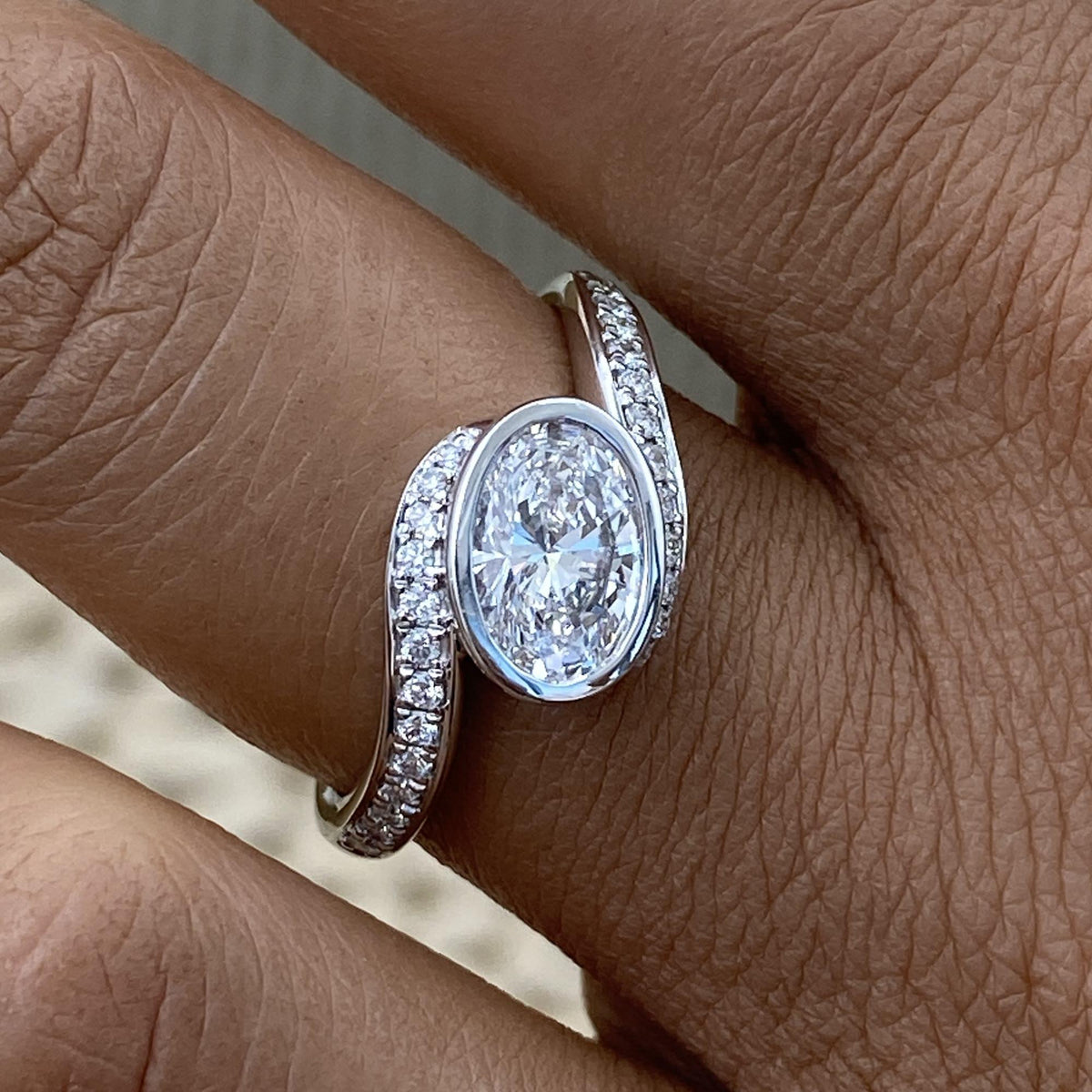 Juliana 1.2 Oval,Round Lab-Grown Diamond Side Stone, Special Ring