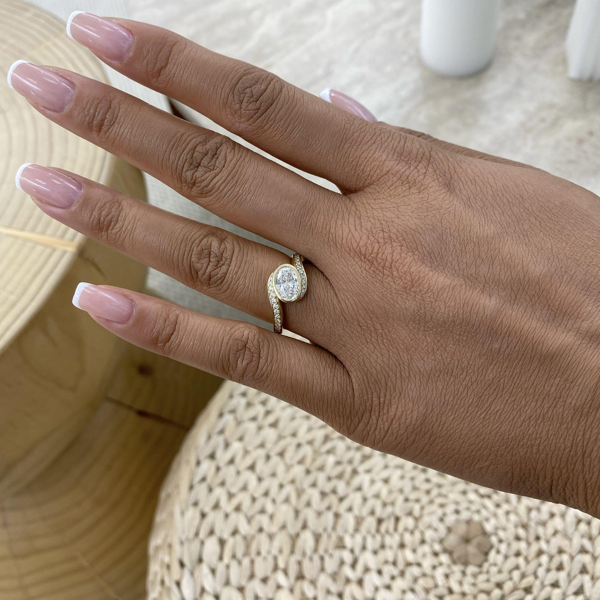 Juliana 1.2 Oval,Round Lab-Grown Diamond Side Stone, Special Ring