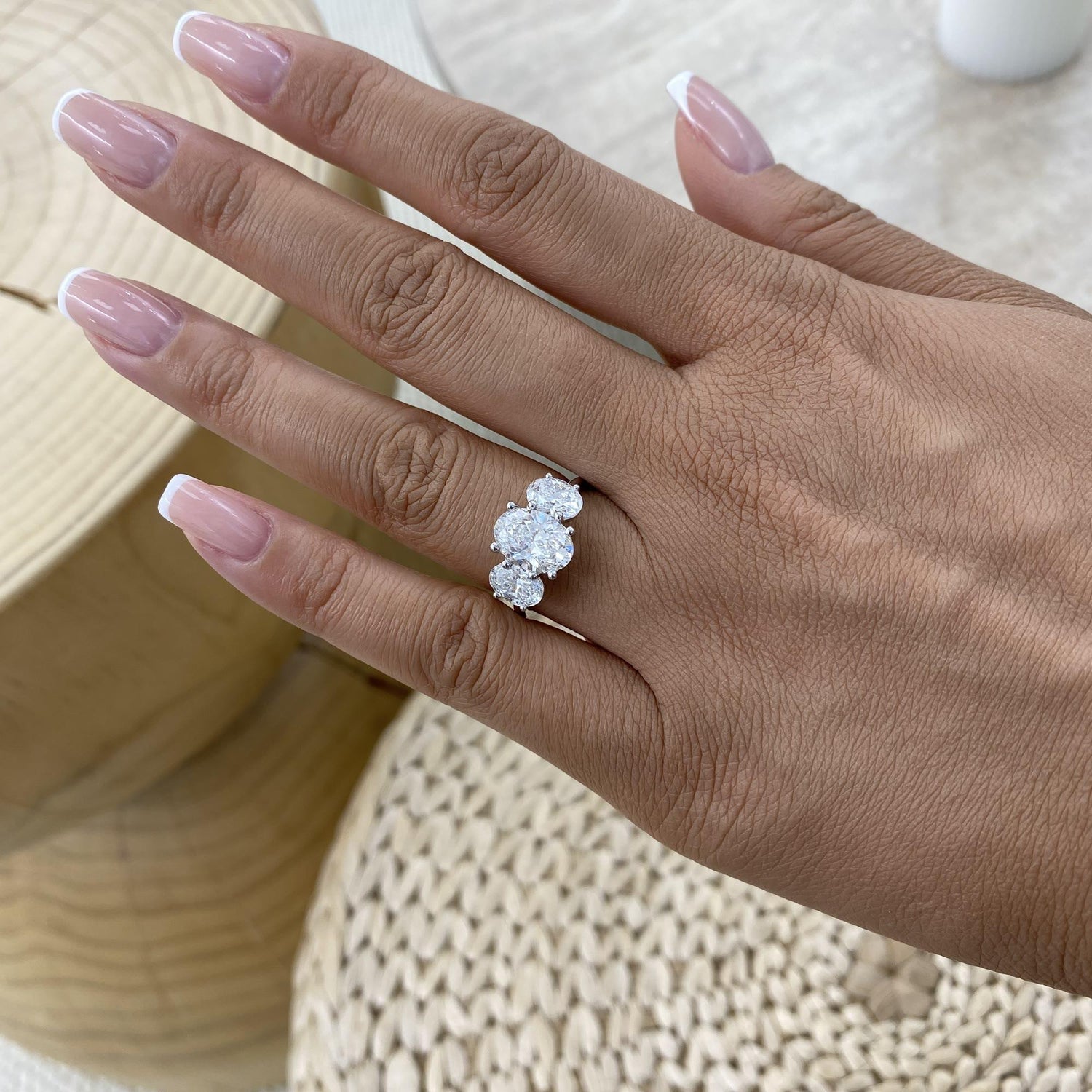 Reese 3.4 Oval Lab-Grown Diamond Three Stone Ring