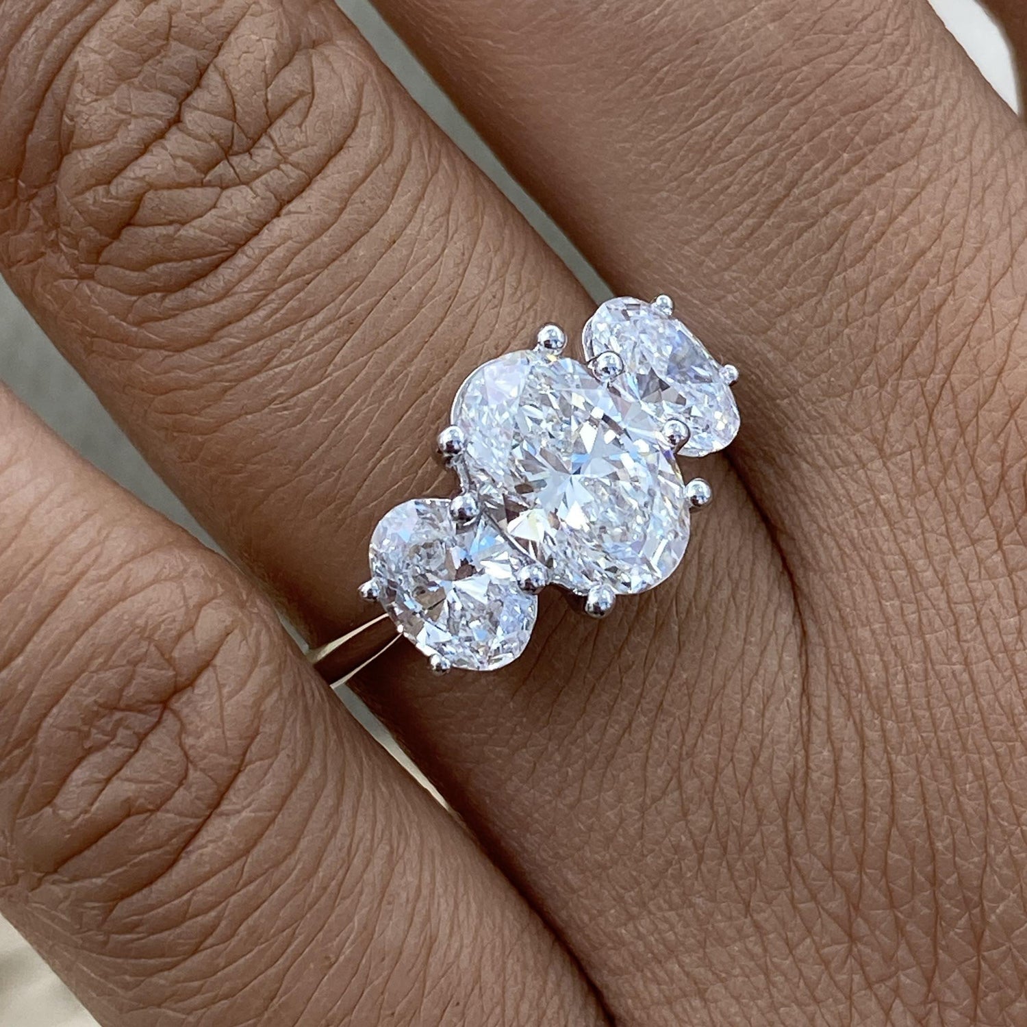 Reese 3.4 Oval Lab-Grown Diamond Three Stone Ring
