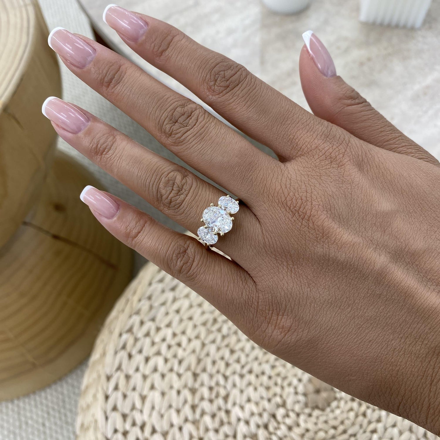 Reese 3.5 Oval Lab-Grown Diamond Three Stone Ring