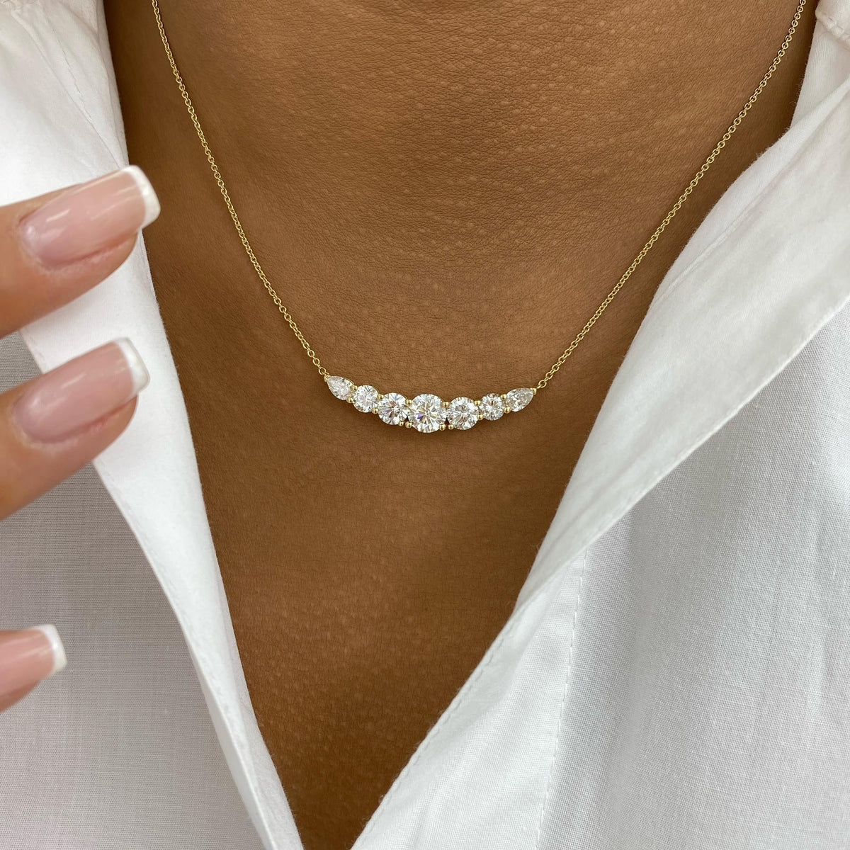 Dorothy 3.3 Round,Pear Lab-Grown Diamond Chain Necklace
