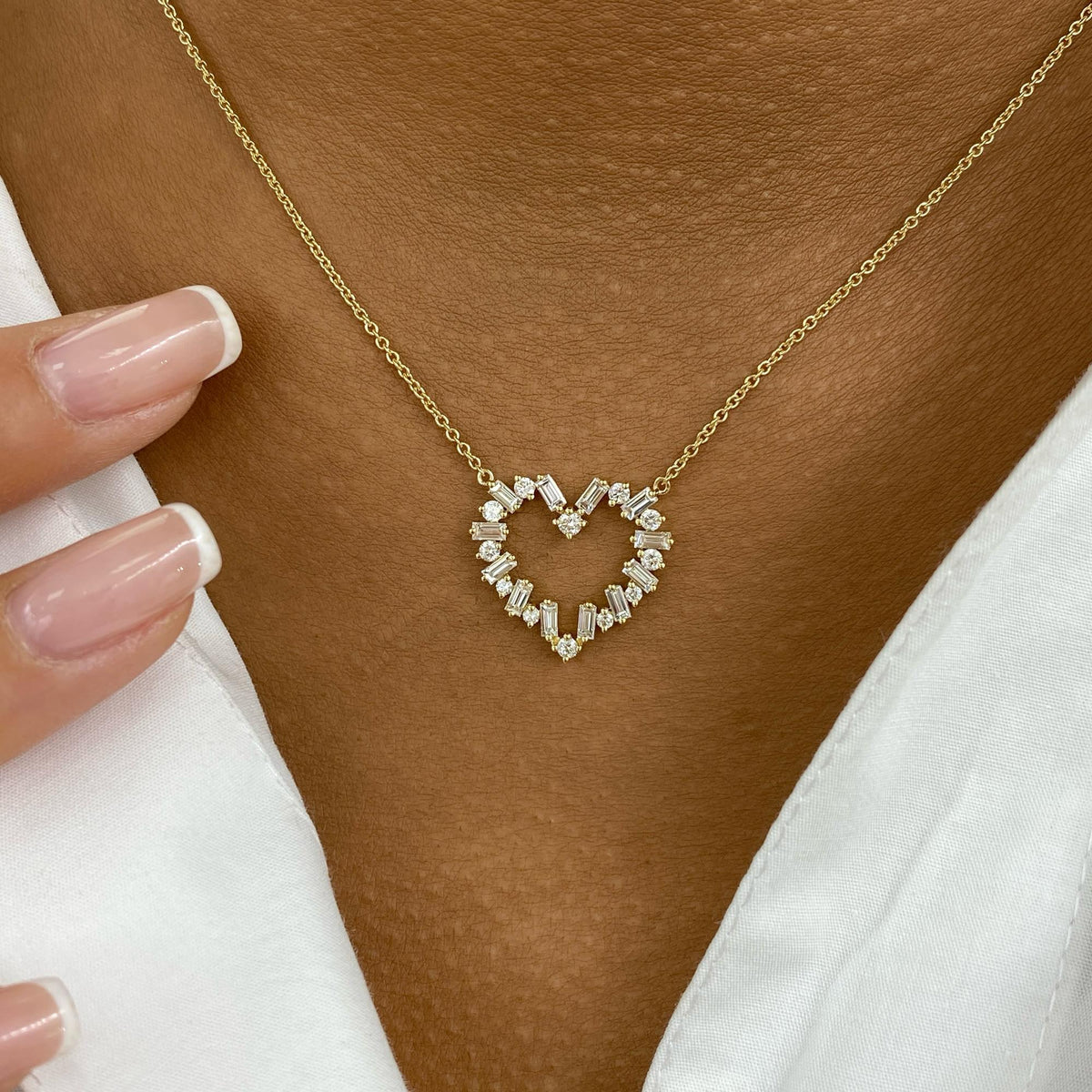 Love 0.9 Baguette,Round Lab-Grown Diamond Chain Necklace