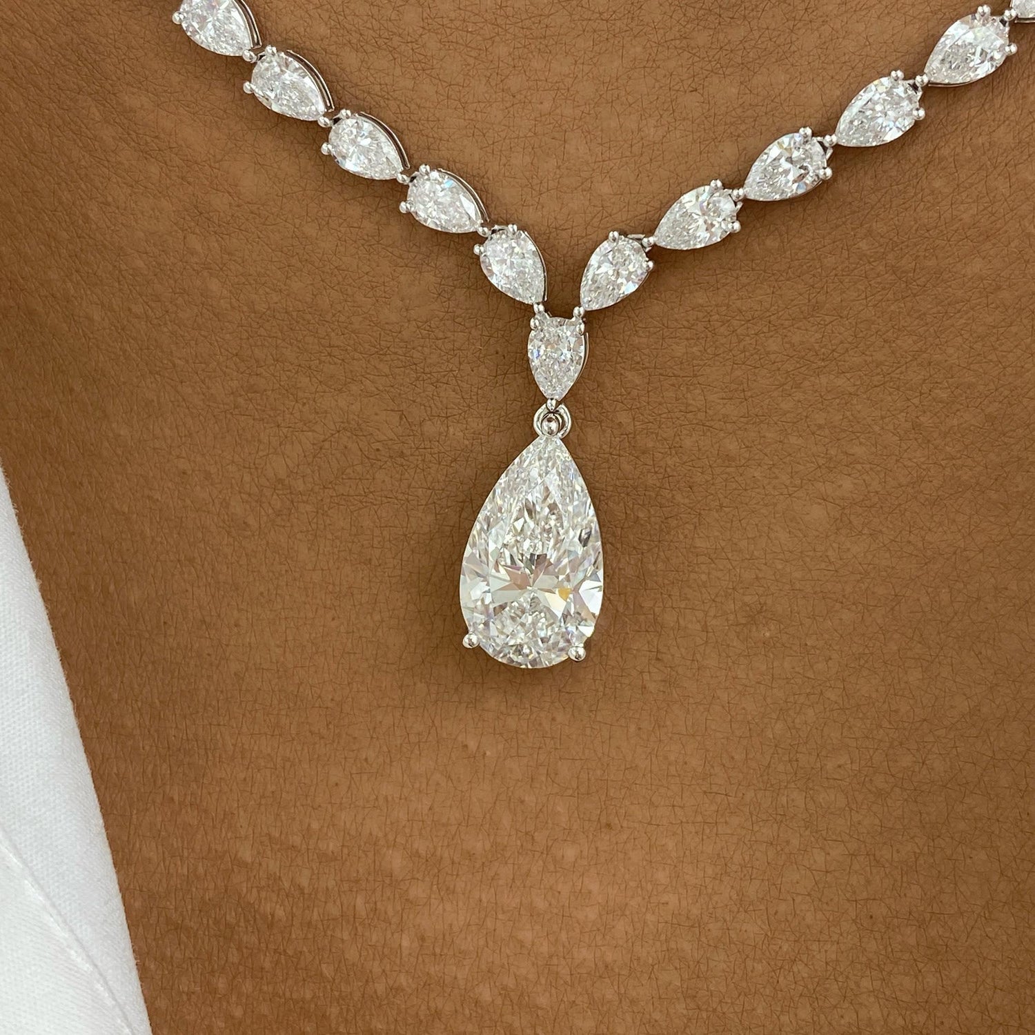 Briar 19.6 Pear Lab-Grown Diamond Tennis, Solitaire Necklace
