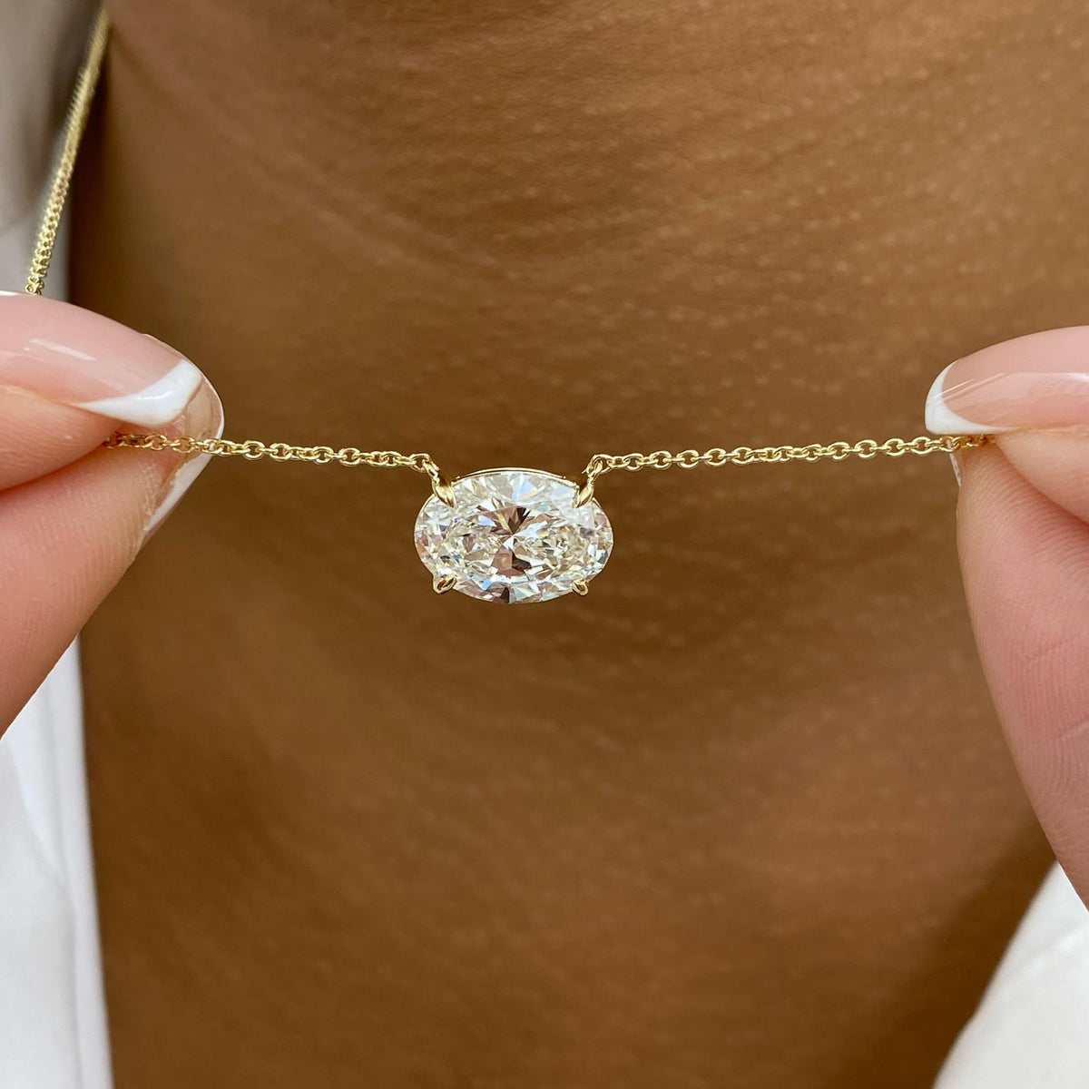 Summer 3 Oval Lab-Grown Diamond Solitaire, Chain Necklace