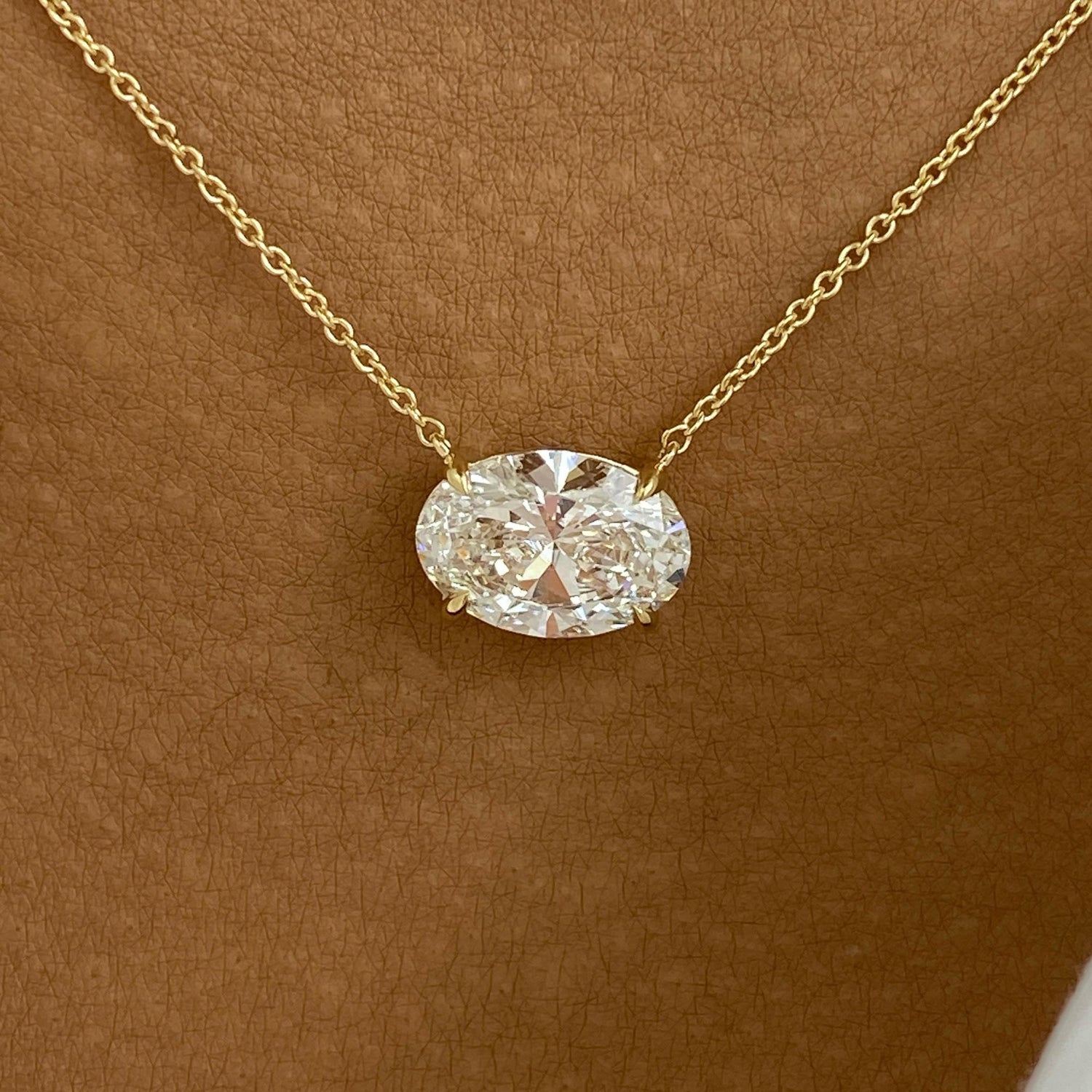 Summer 3 Oval Lab-Grown Diamond Solitaire, Chain Necklace