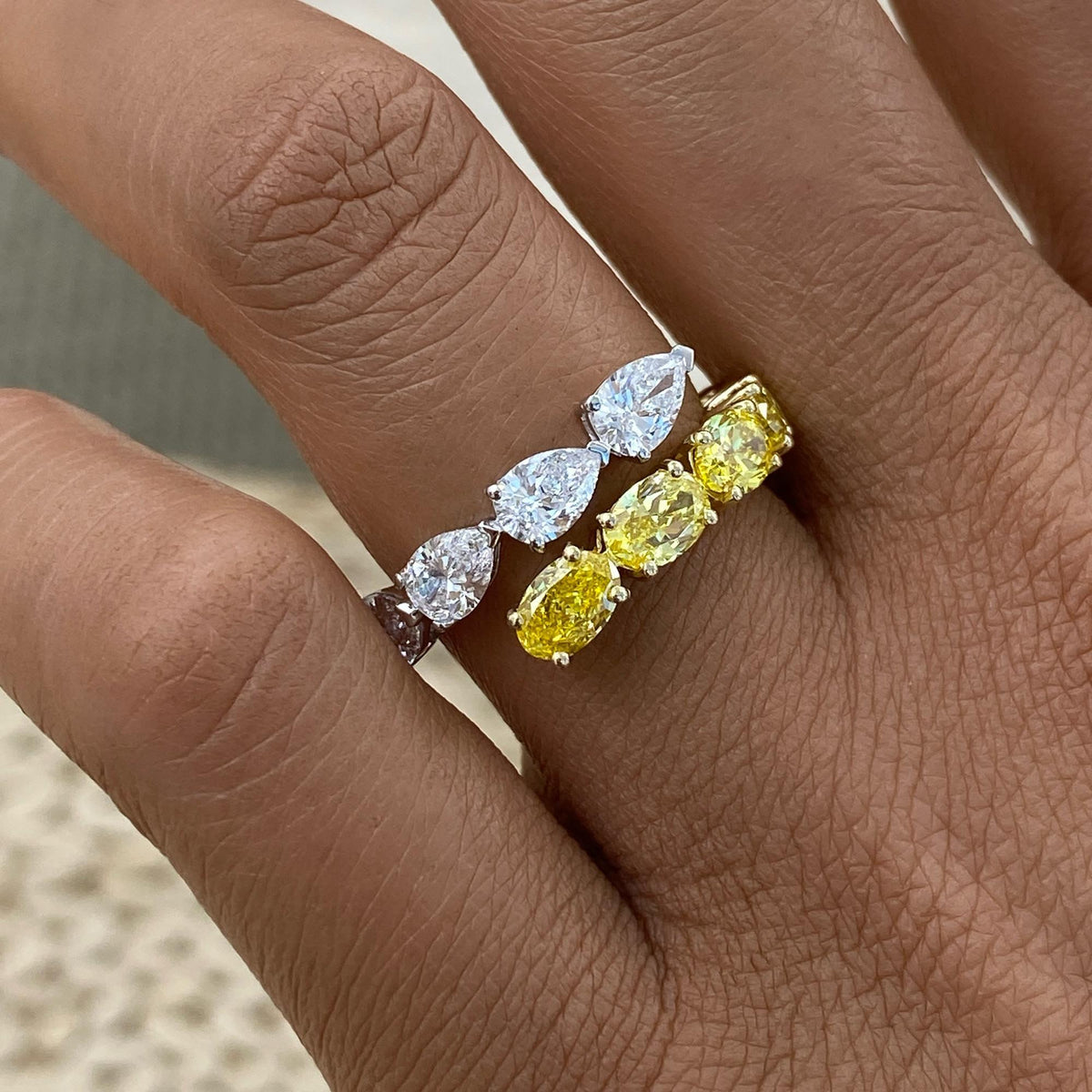 Lisa 3.4 Oval,Pear Lab-Grown Diamond Half-Eternity, Special Ring