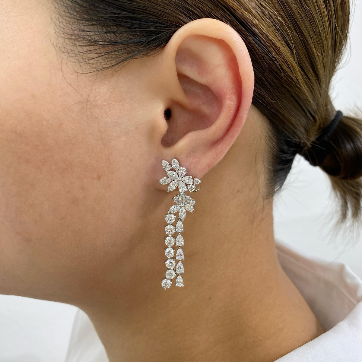 Cecilia 7.6 Pear,Marquise,Round Lab-Grown Diamond Bouquet, Drop Earrings