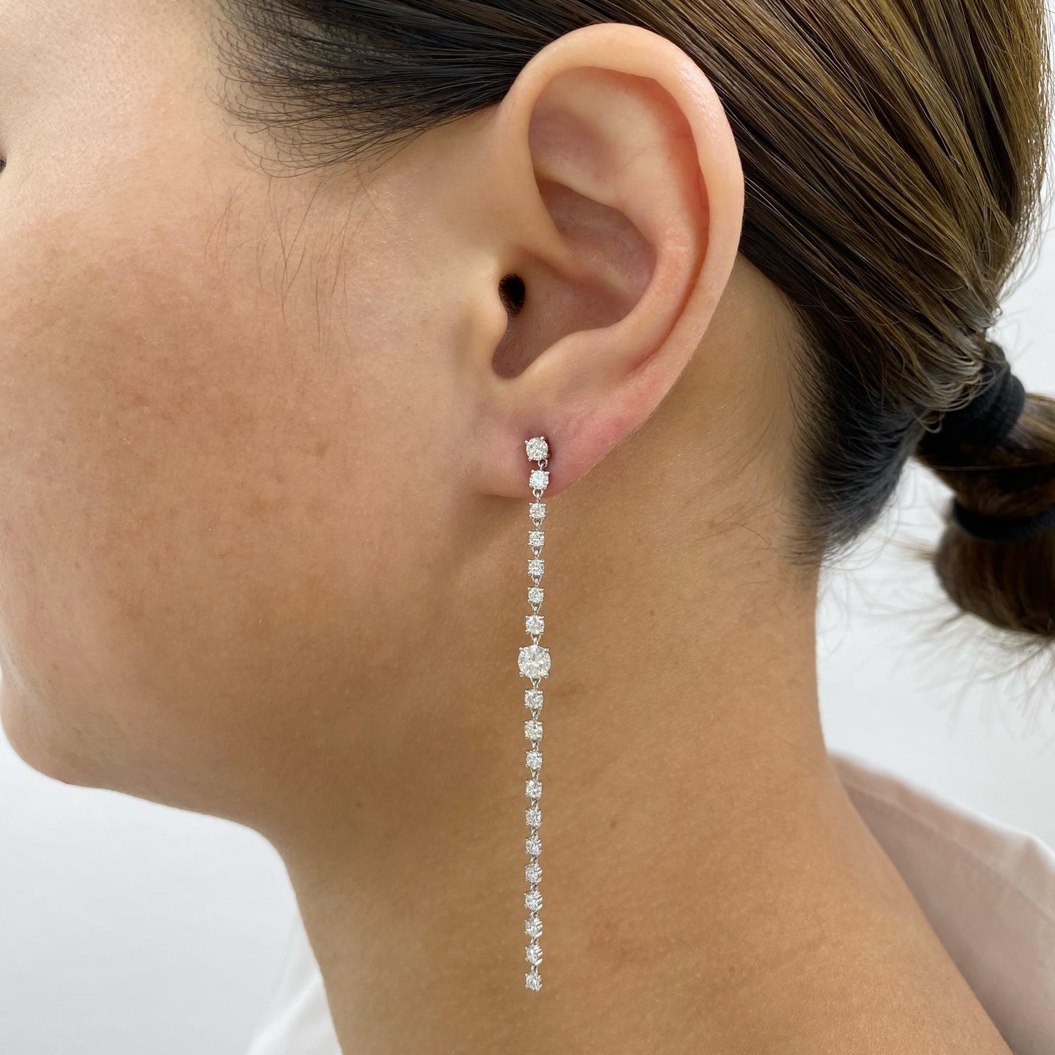 Celine 2.4 Round Lab-Grown Diamond Drop, Chain Earrings