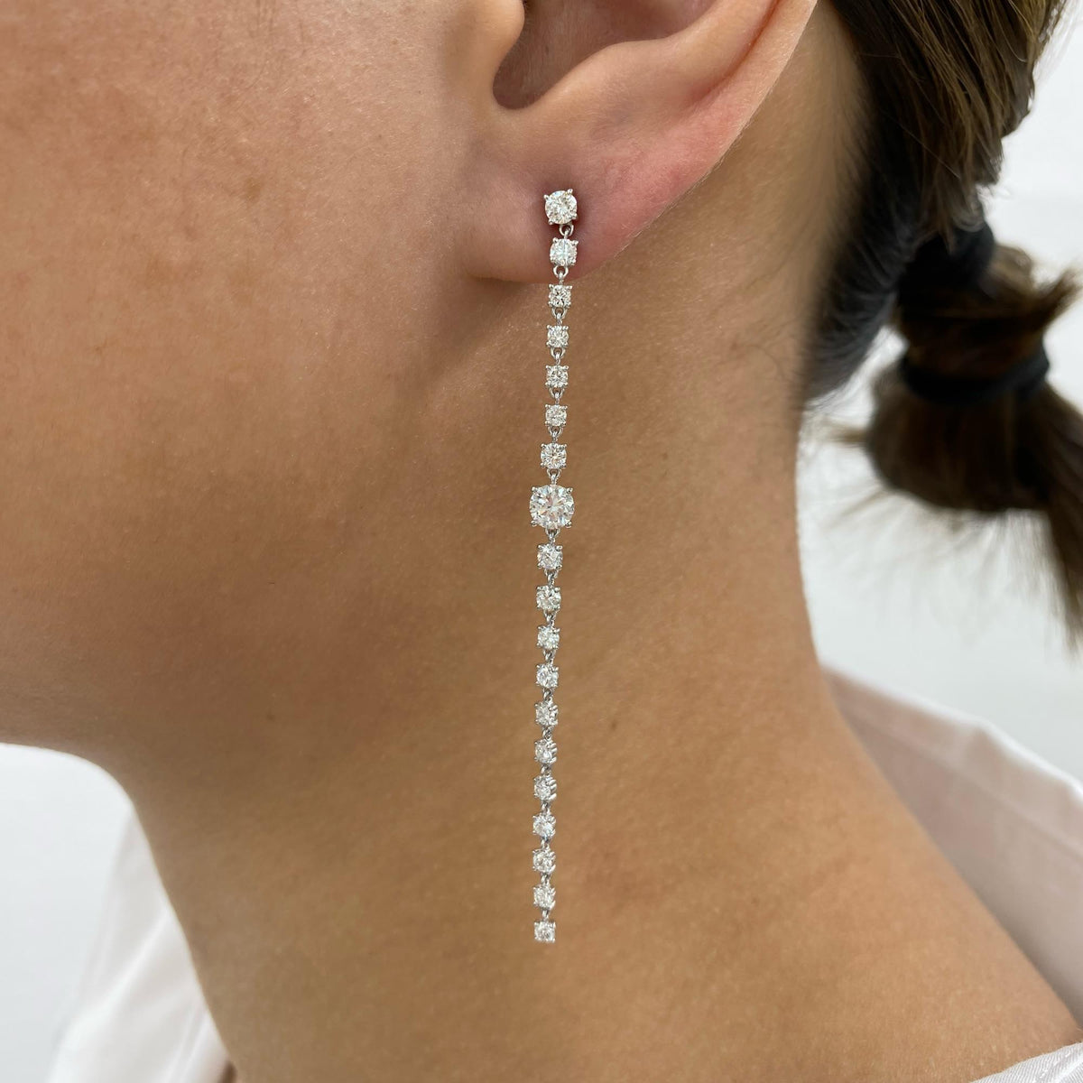 Celine 2.4 Round Lab-Grown Diamond Drop, Chain Earrings