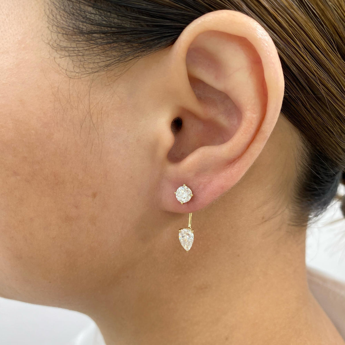 Fiona 2.1 Pear,Round Lab-Grown Diamond Drop, Studs Earrings