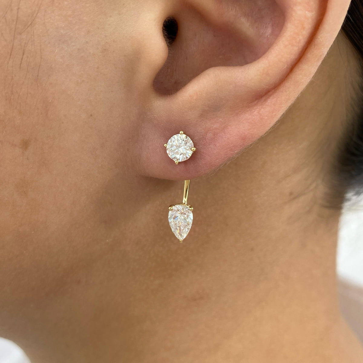 Fiona 2.1 Pear,Round Lab-Grown Diamond Drop, Studs Earrings