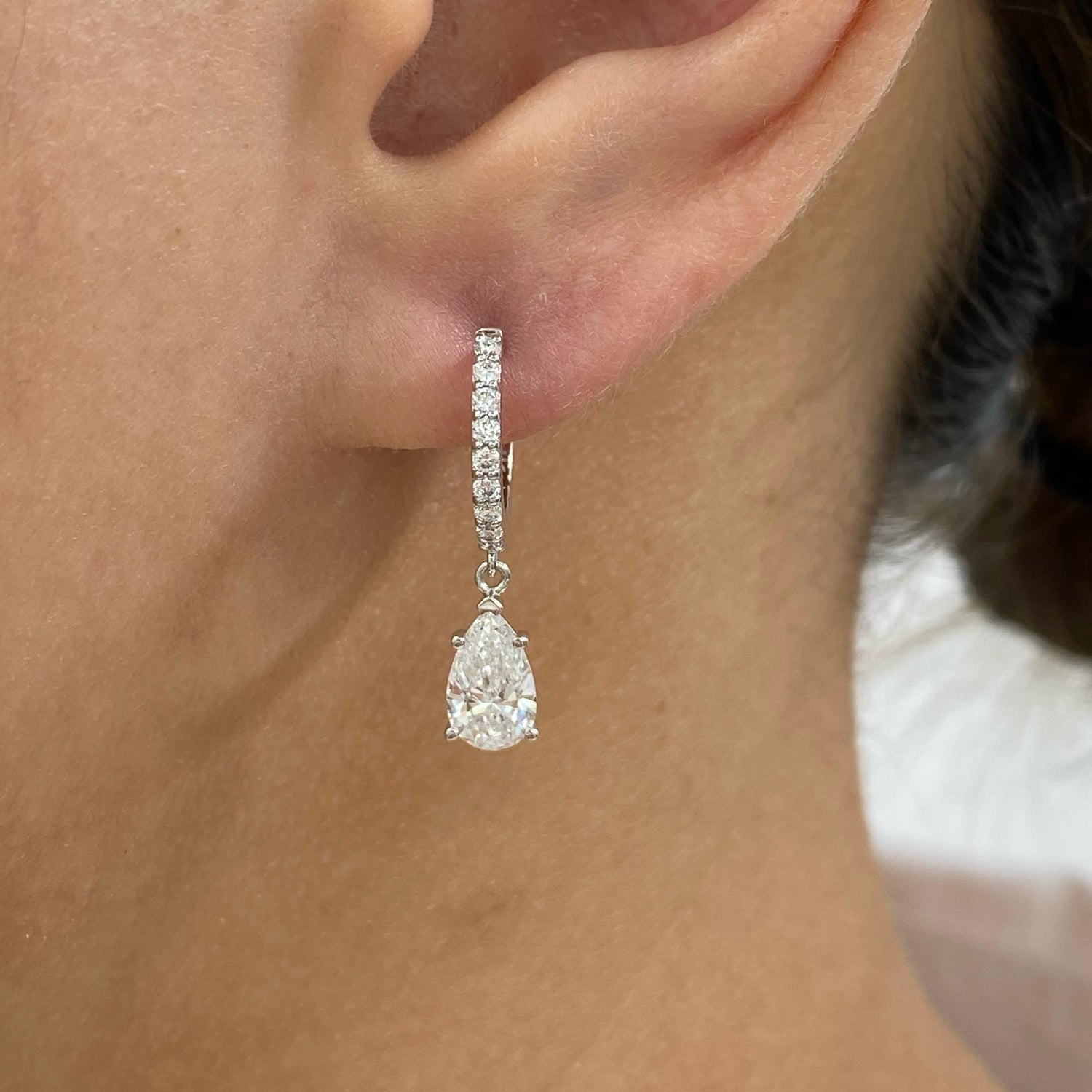 Valerie 1.7 Round,Pear Lab-Grown Diamond Dangle, Drop Earrings