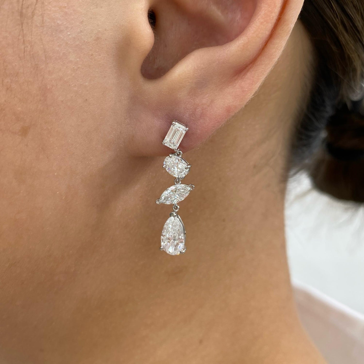 Gianna 4 Emerald,Oval,Marquise,Pear Lab-Grown Diamond Drop, Special Earrings