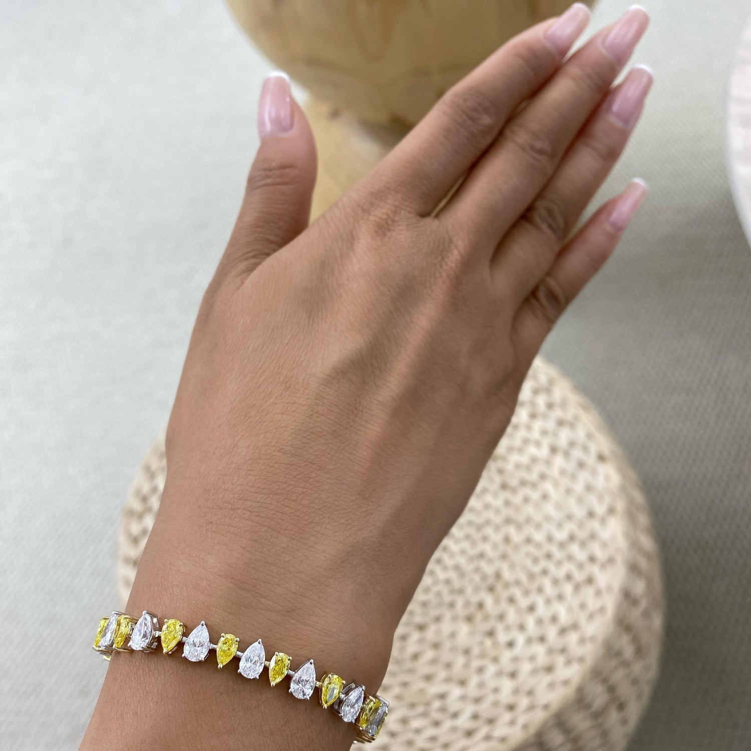 Ava 12 Pear Lab-Grown Diamond Tennis, East West Bracelet