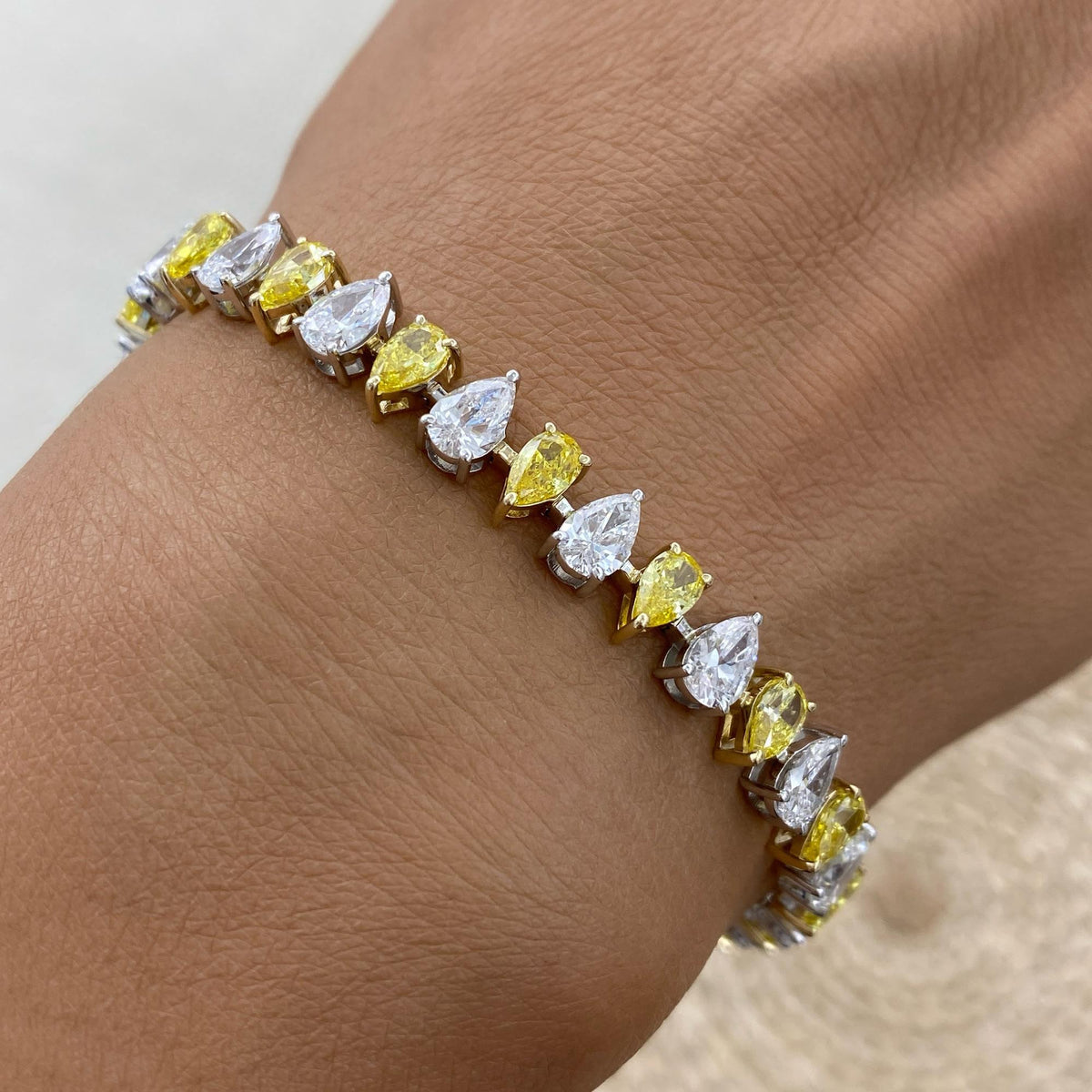 Ava 12 Pear Lab-Grown Diamond Tennis, East West Bracelet