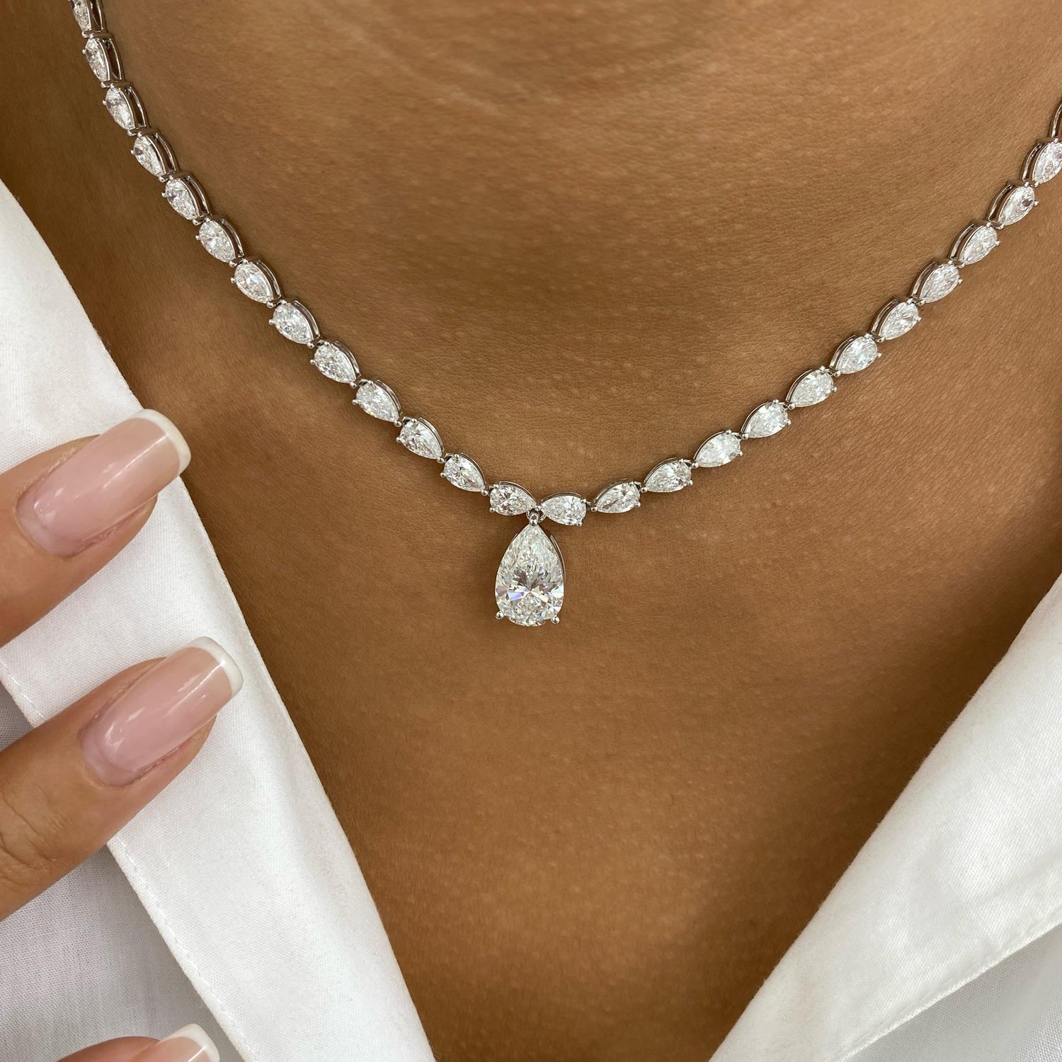 Briar 18.6 Pear Lab-Grown Diamond Tennis, Solitaire Necklace