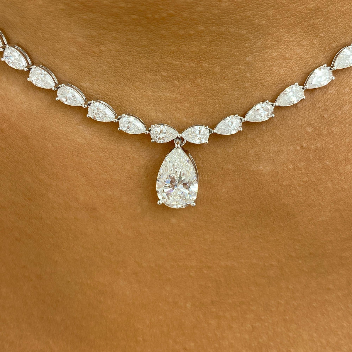 Briar 18.6 Pear Lab-Grown Diamond Tennis, Solitaire Necklace
