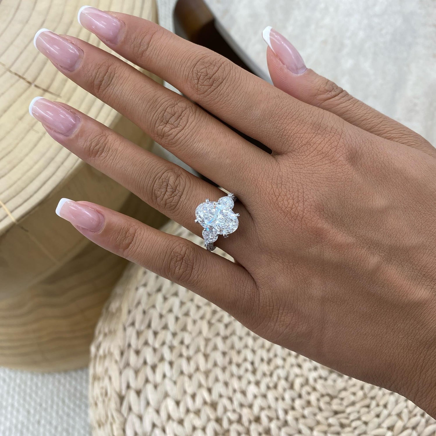 Lacey 6.9 Oval Lab-Grown Diamond Three Stone Ring