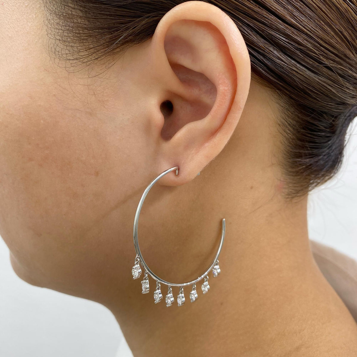 Lydia 1.8 Round Lab-Grown Diamond Hoop, Drop Earrings