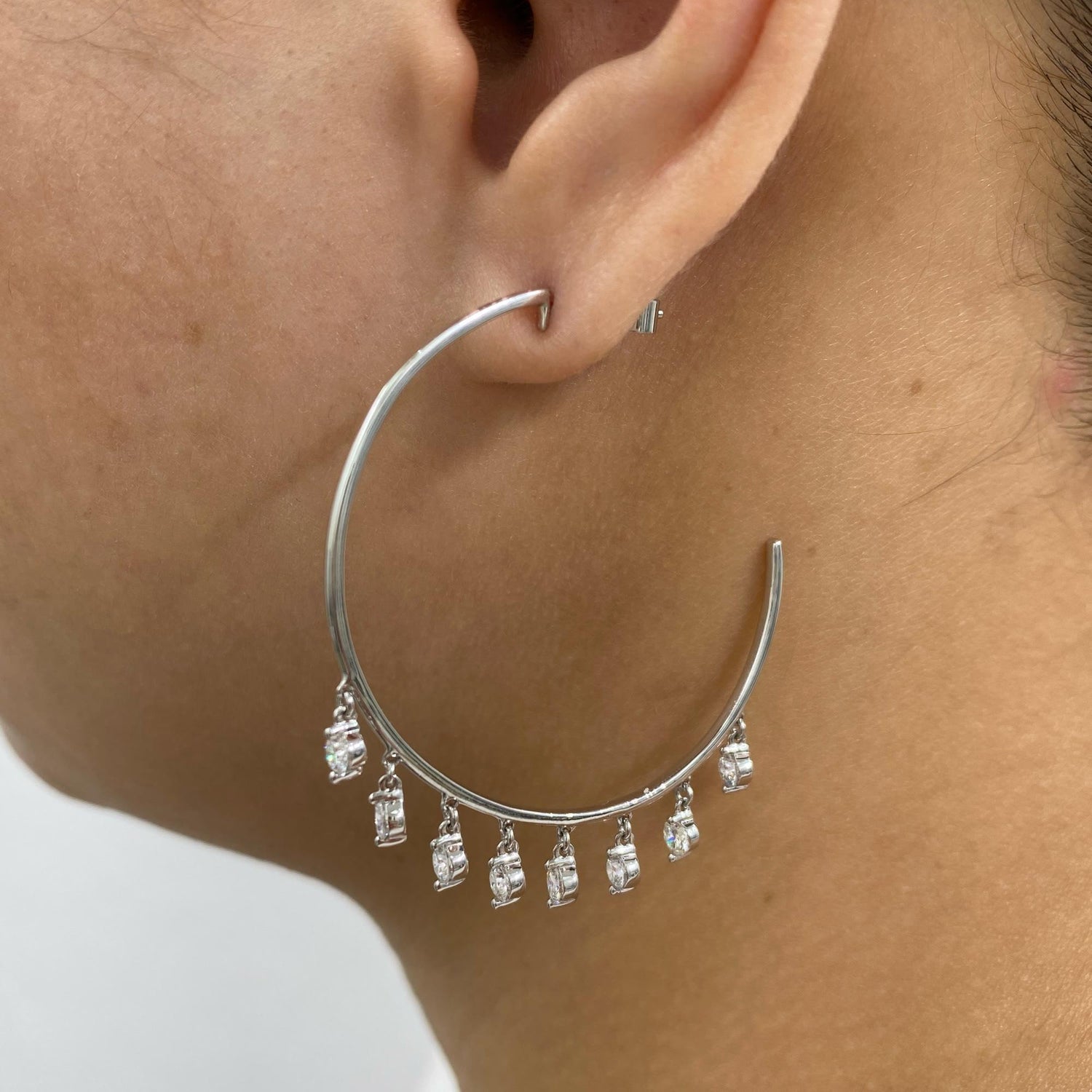 Lydia 1.8 Round Lab-Grown Diamond Hoop, Drop Earrings