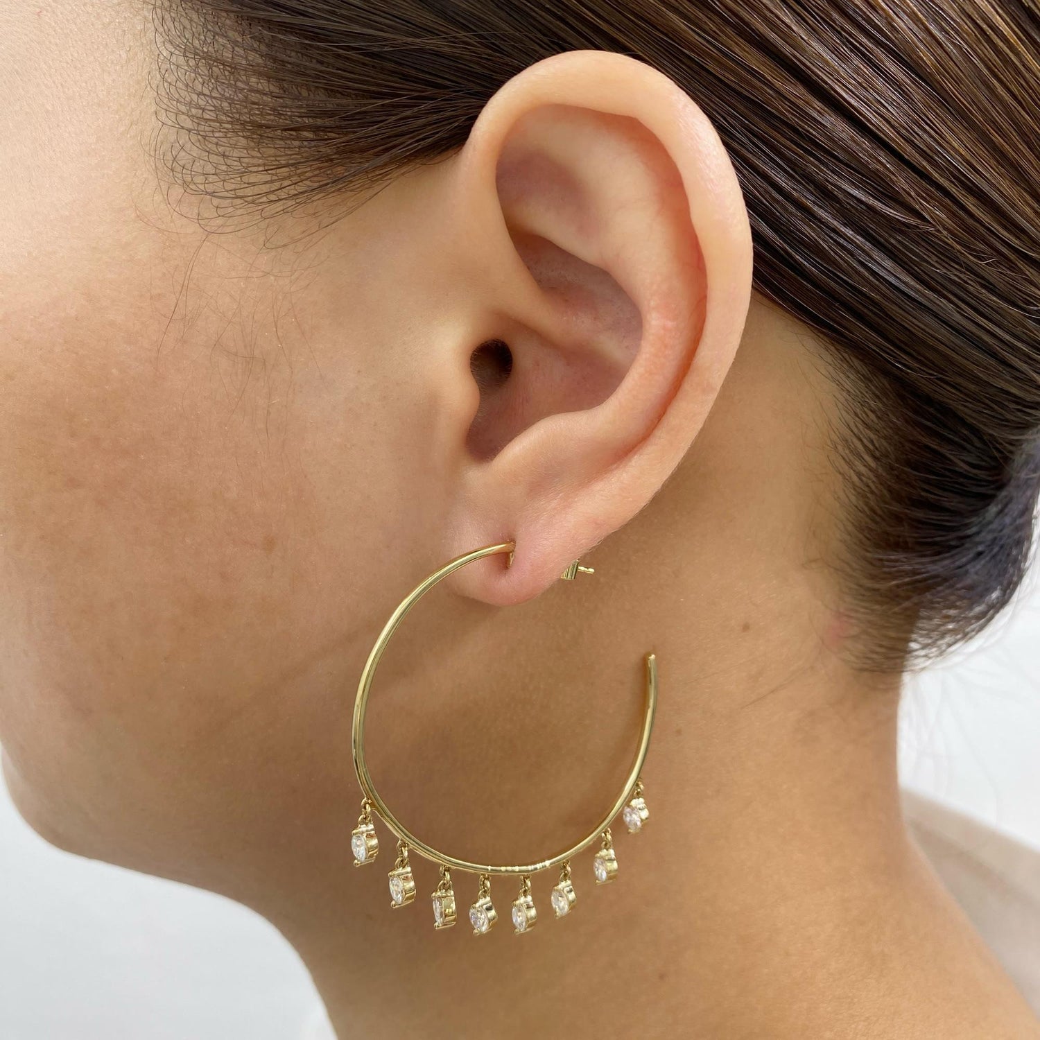 Lydia 1.8 Round Lab-Grown Diamond Hoop, Drop Earrings