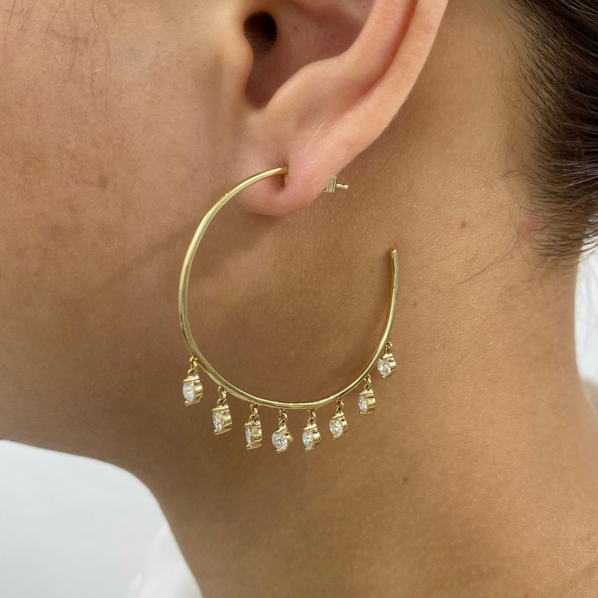 Lydia 1.8 Round Lab-Grown Diamond Hoop, Drop Earrings