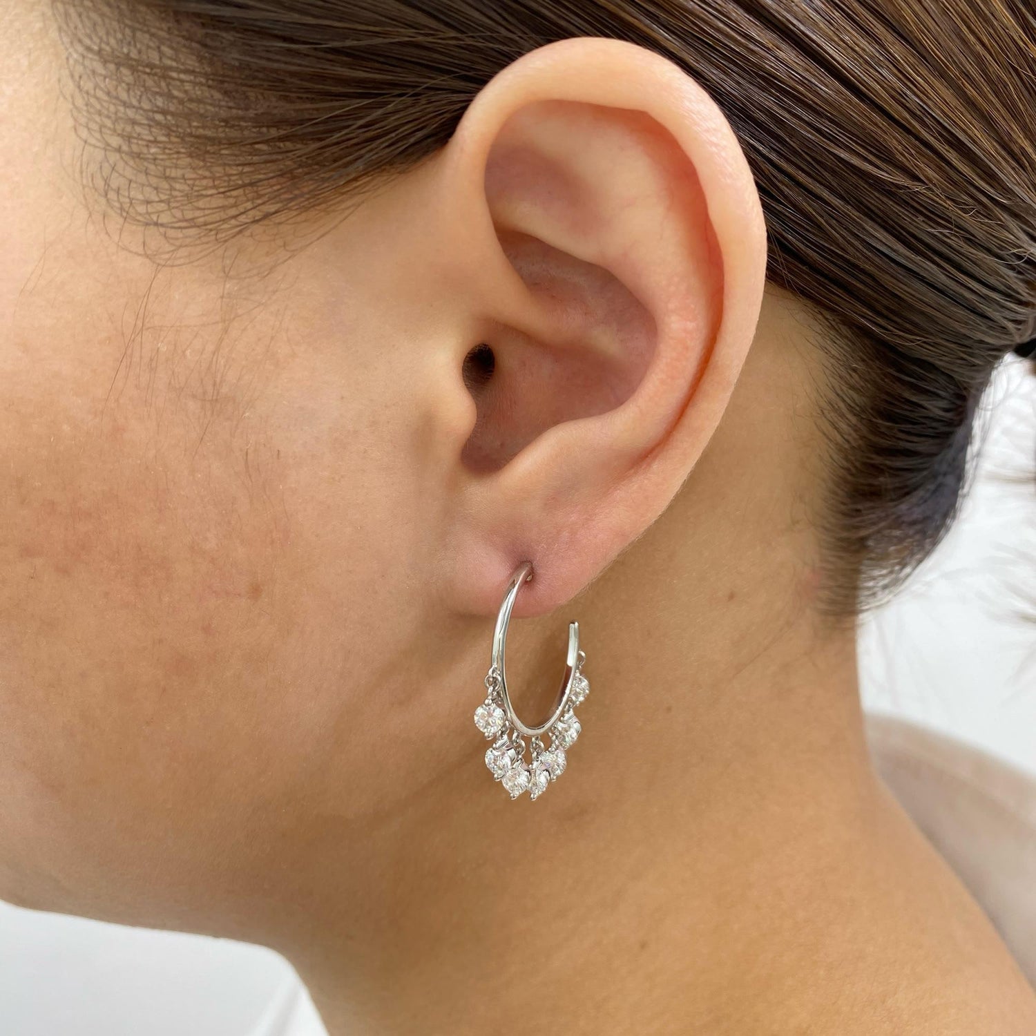 Lydia 1.6 Round Lab-Grown Diamond Hoop, Drop Earrings