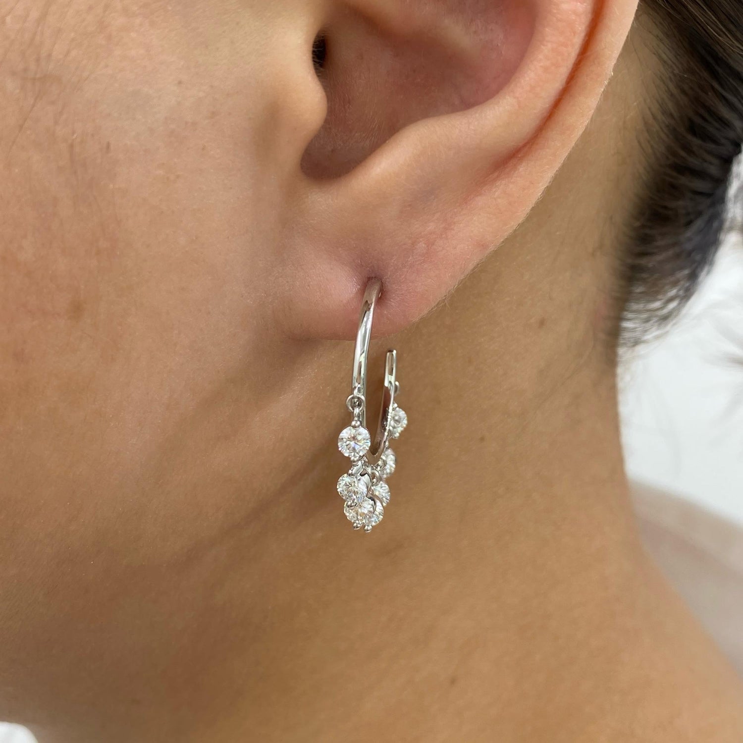 Lydia 1.6 Round Lab-Grown Diamond Hoop, Drop Earrings