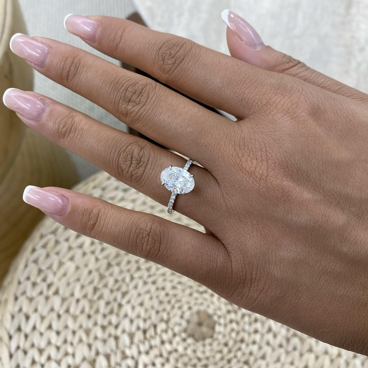 Quinn 2.8 Oval Lab-Grown Diamond Side Stone Ring