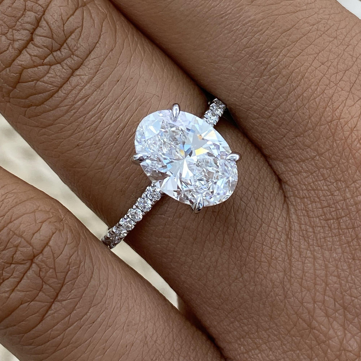 Quinn 2.8 Oval Lab-Grown Diamond Side Stone Ring
