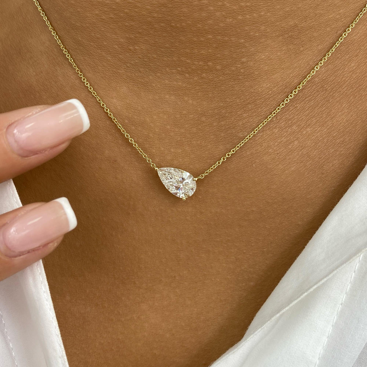 Colleen 2 Pear Lab-Grown Diamond Solitaire, Chain Necklace