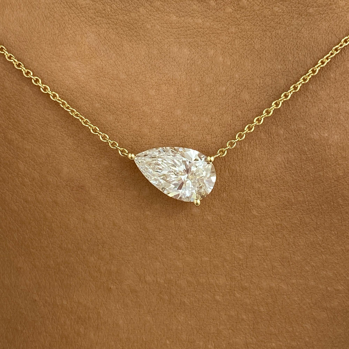 Colleen 2 Pear Lab-Grown Diamond Solitaire, Chain Necklace