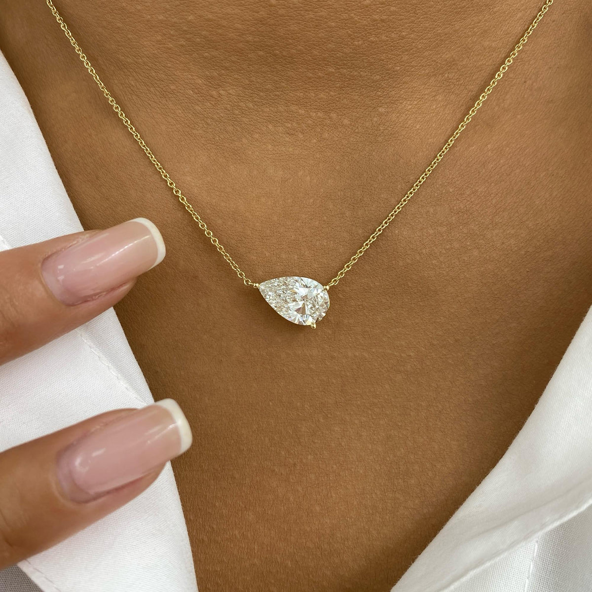 Colleen 2.5 Pear Lab-Grown Diamond Solitaire, Chain Necklace