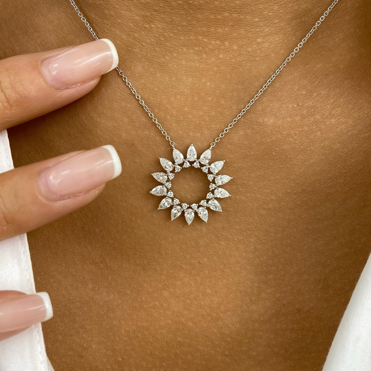 Denise 1.6 Pear,Round Lab-Grown Diamond Chain Necklace